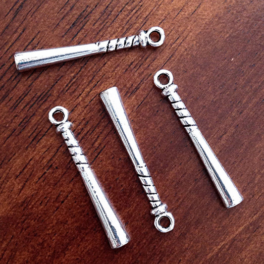 Bulk 20 Baseball Bat Charms, Antique Silver Charms, Double Sidec Bat, 3-D Bat, Baseball Bat Charms, Jewelry and Craft Supplies, Findings
