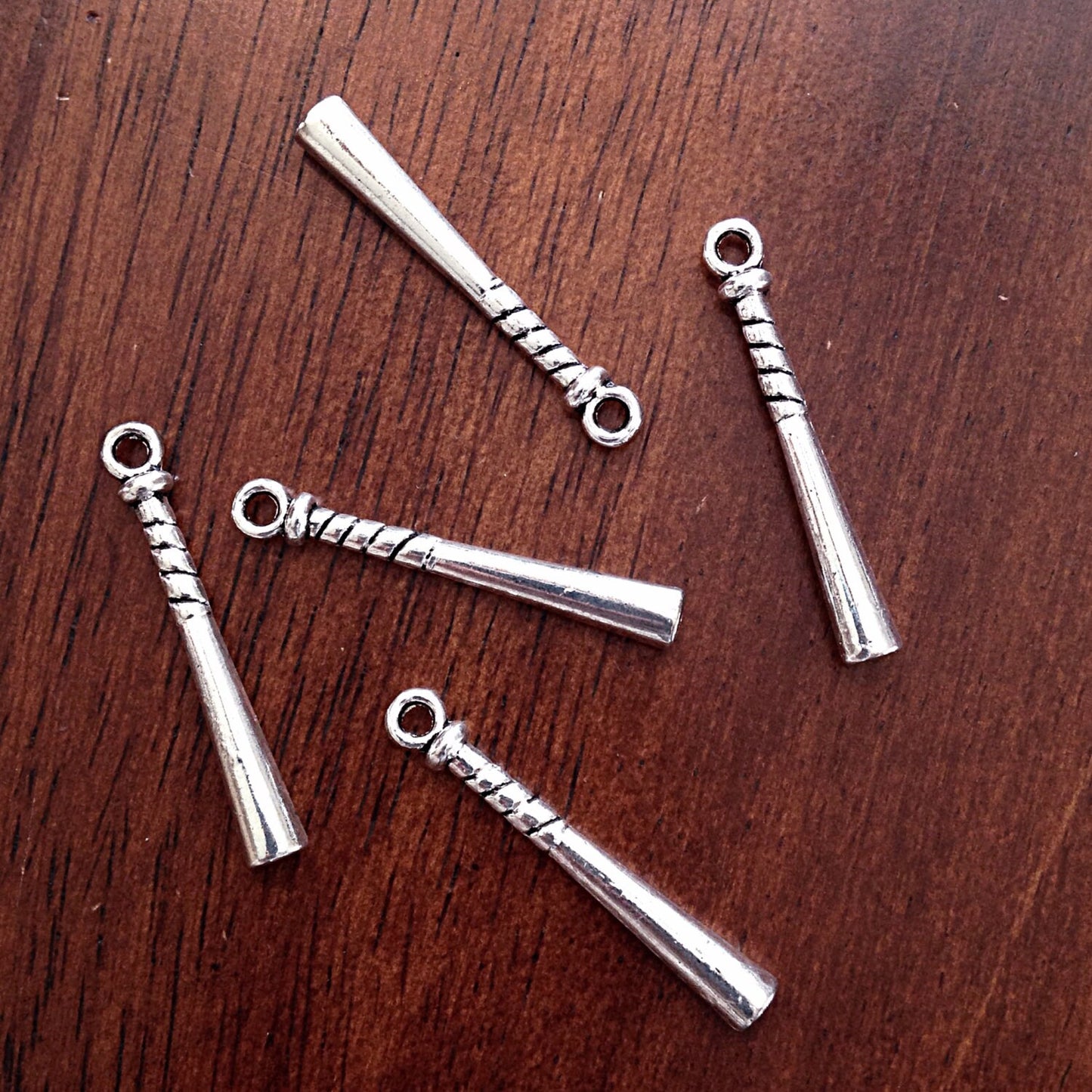 8 Baseball Bat Charms, Antique Silver Charms, Bat Charms, Bat, Baseball Bat Charms, Baseball Charms, Jewelry and Craft Supplies, Findings