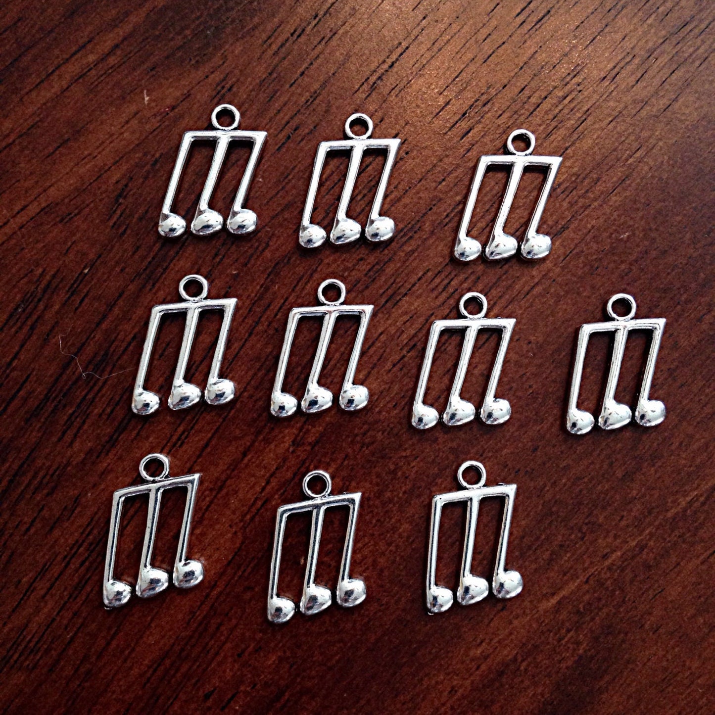 Bulk 20 Music Notes Charms, Antique Silver Charms, Silver Music Charms, Double Sided Charms, Crafts and Jewelry Supplies, Findings
