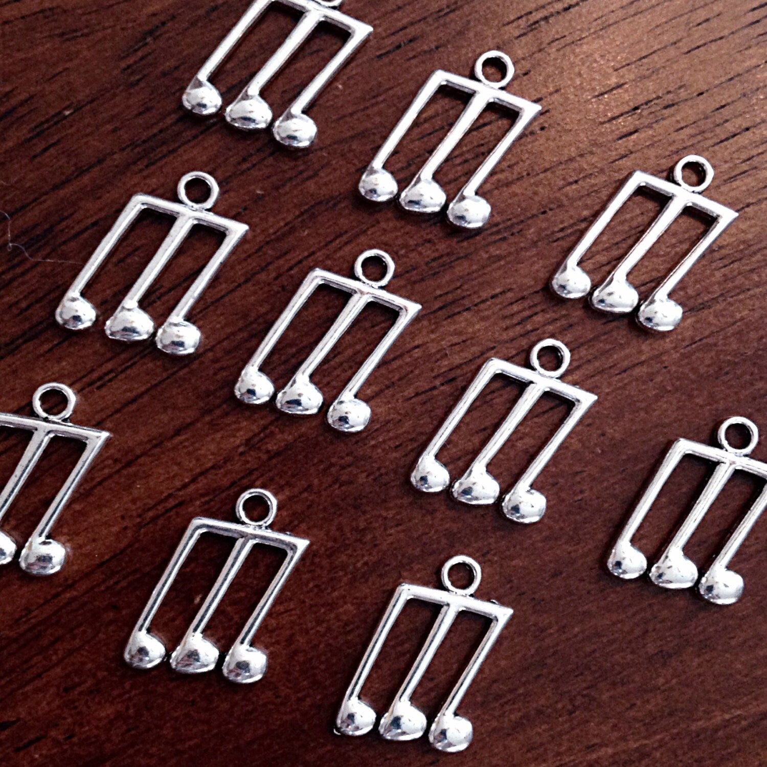 Bulk 20 Music Notes Charms, Antique Silver Charms, Silver Music Charms, Double Sided Charms, Crafts and Jewelry Supplies, Findings