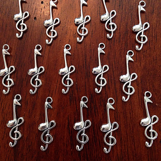 20pcs Music Notes Charms, Antique Silver Charms, Silver Music Charms, Treble Clef Charms, Crafts and Jewelry Supplies and Findings