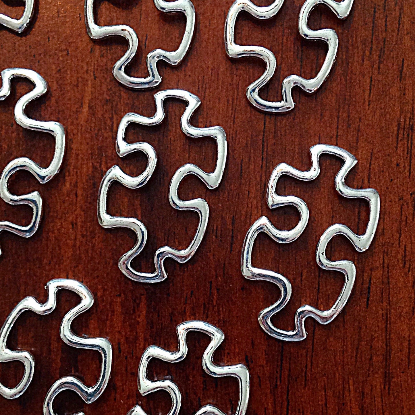 10pcs, Puzzle Piece Charms, Antique Silver Charms, Puzzle Charms, Autism Charms, ASD Charms, Double Sided Autism Puzzle Pendants, Findings