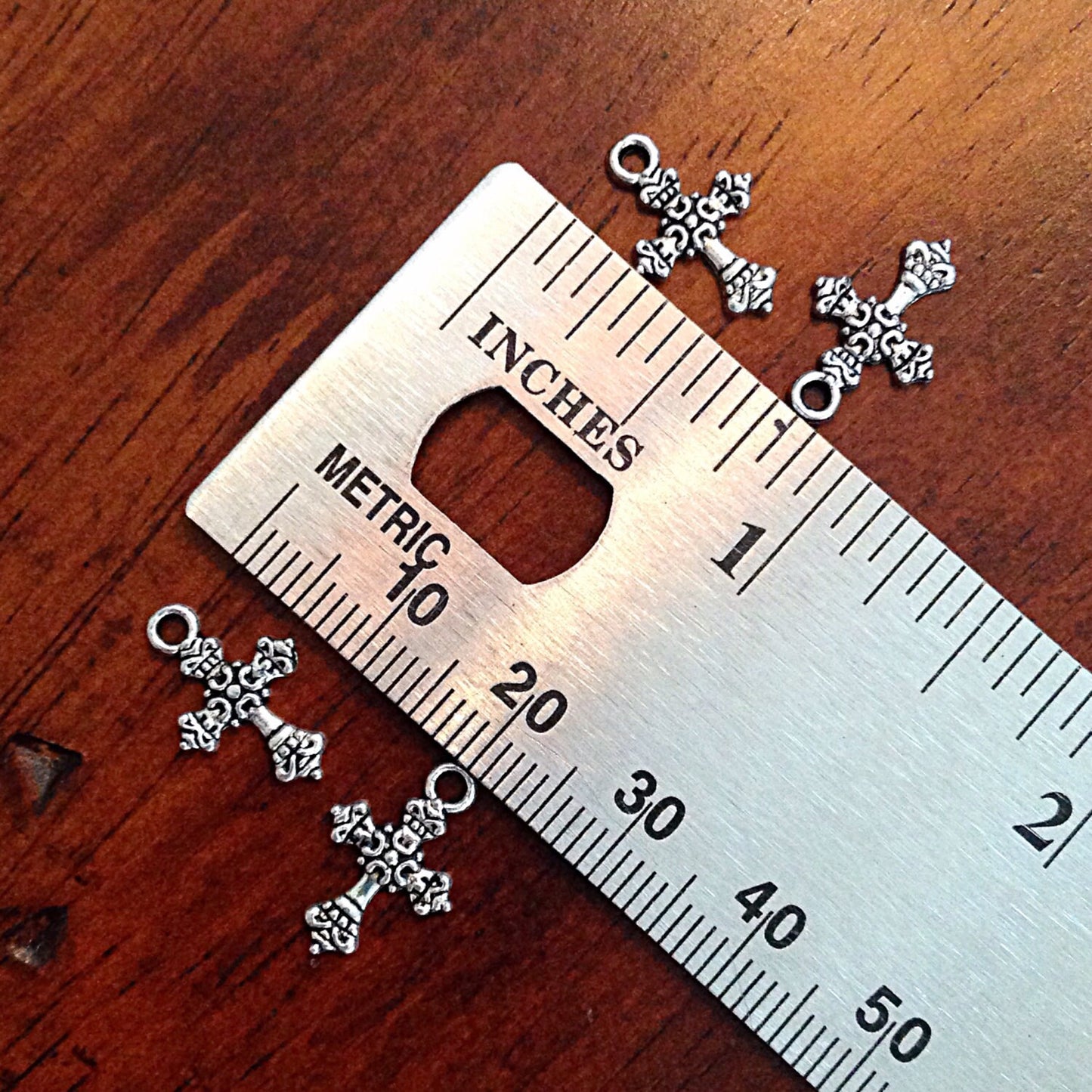 Silver Cross Charms, 25pcs, Antique Silver Charms, Tiny Cross Charms, Small Cross Charms, Tiny Charms, Fancy Cross Charms, Findings