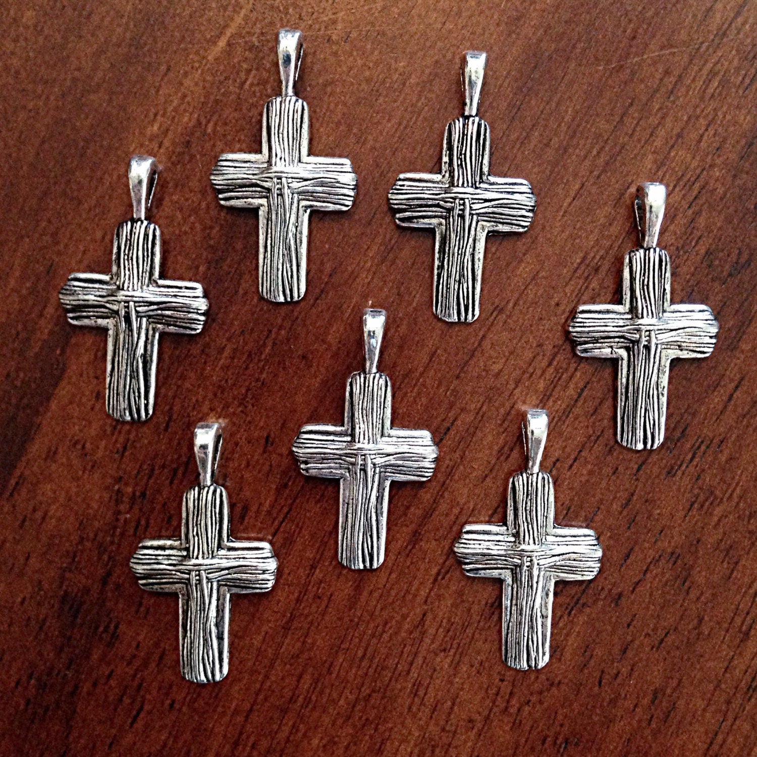 15 Cross Charms, Antique Silver Charms, Silver Cross Charms, Cross, Silver Cross, Crusafix Charms, Jewelry and Craft Supplies, Findings
