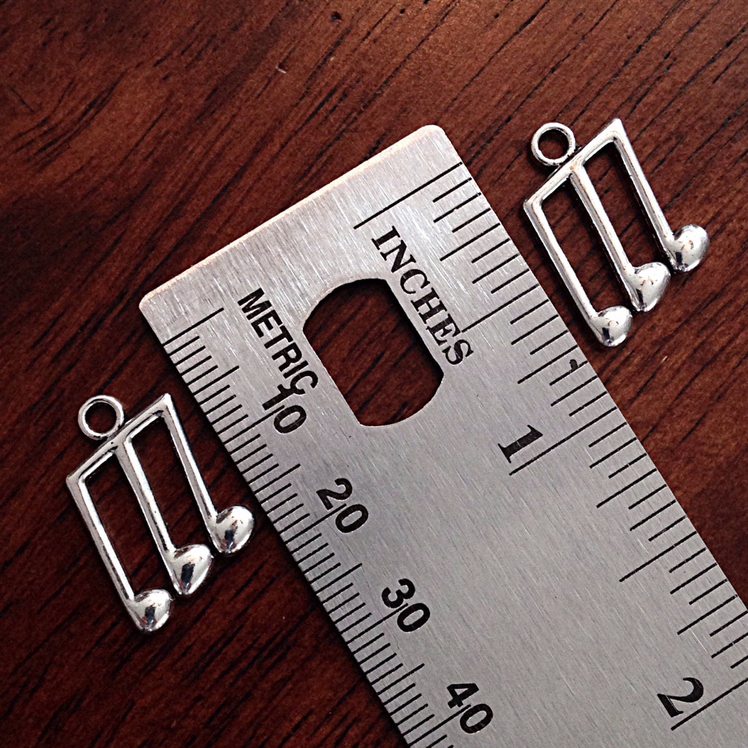 Bulk 20 Music Notes Charms, Antique Silver Charms, Silver Music Charms, Double Sided Charms, Crafts and Jewelry Supplies, Findings