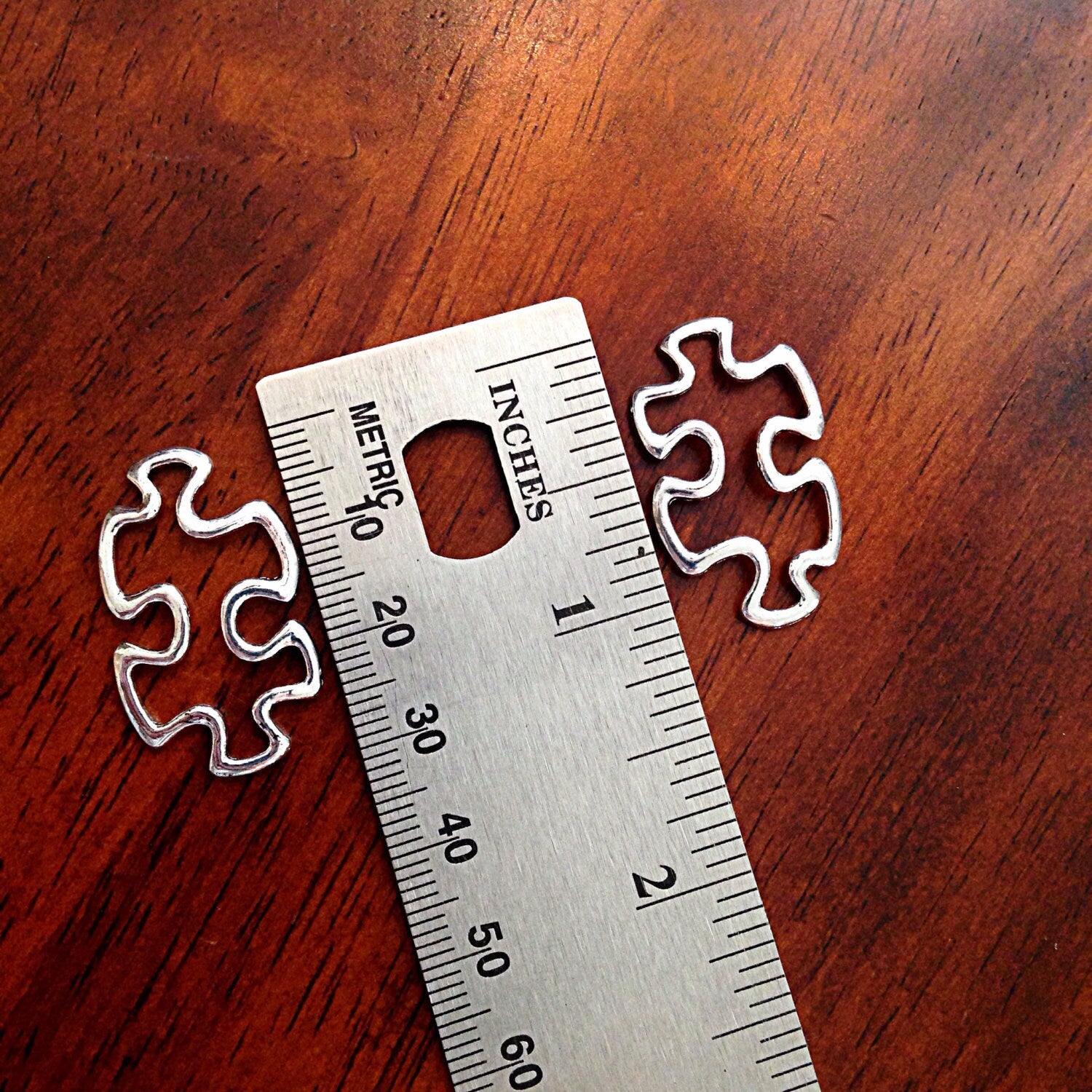 10pcs, Puzzle Piece Charms, Antique Silver Charms, Puzzle Charms, Autism Charms, ASD Charms, Double Sided Autism Puzzle Pendants, Findings