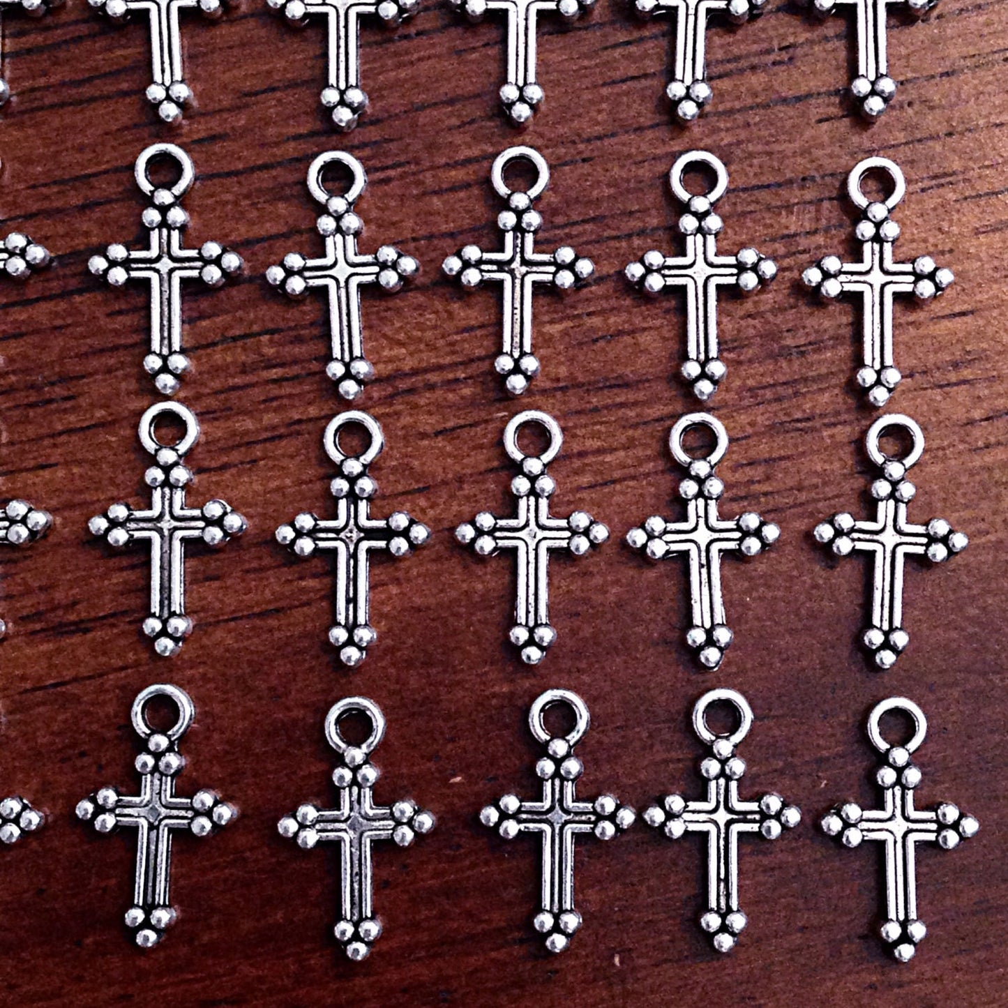 Silver Cross Charms, 25pcs, Antique Silver Cross Charm, Tiny Cross Charms, Double Sided Cross, Jewelry Making and Craft Supplies, Findings