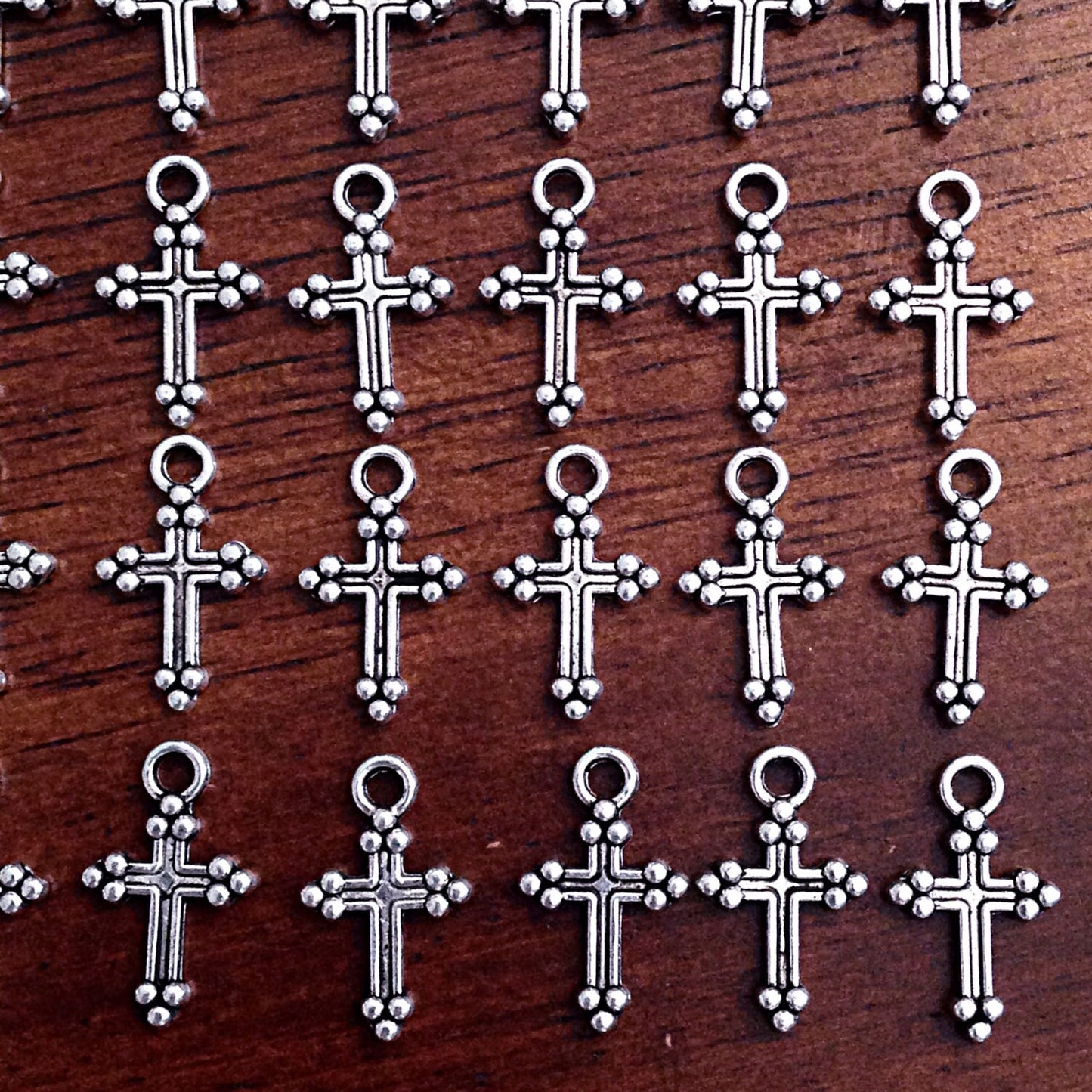 50pcs Silver Cross Charms, Antique Silver Cross Charm, Tiny Cross, Double Sided Cross, Jewelry Making and Craft Supplies, Findings