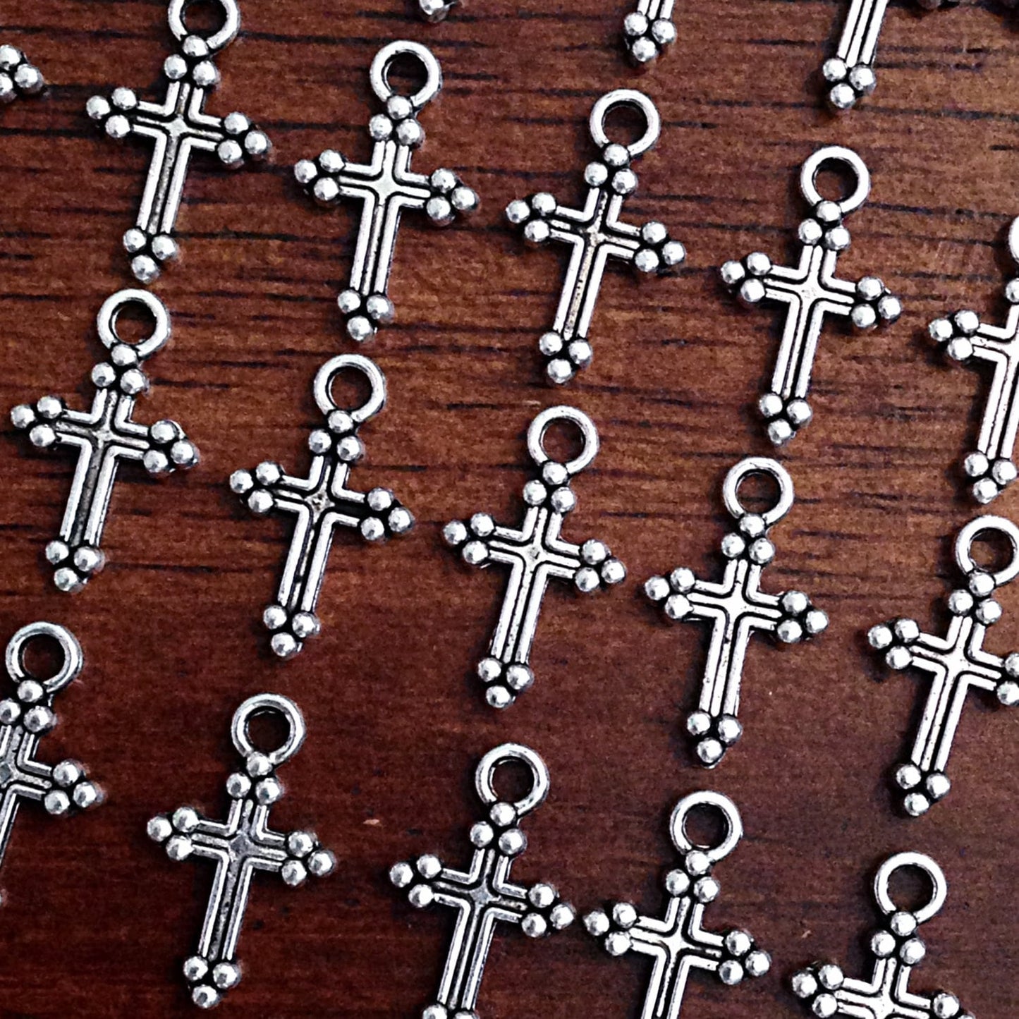 50pcs Silver Cross Charms, Antique Silver Cross Charm, Tiny Cross, Double Sided Cross, Jewelry Making and Craft Supplies, Findings