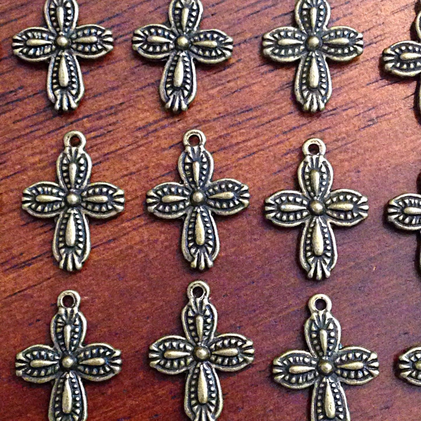 Bulk 40 Cross Charms, Bronze Cross Charms, Antique Bronze Cross Charms, Double Sided Cross Charms, Jewelry and Craft Supplies, Findings