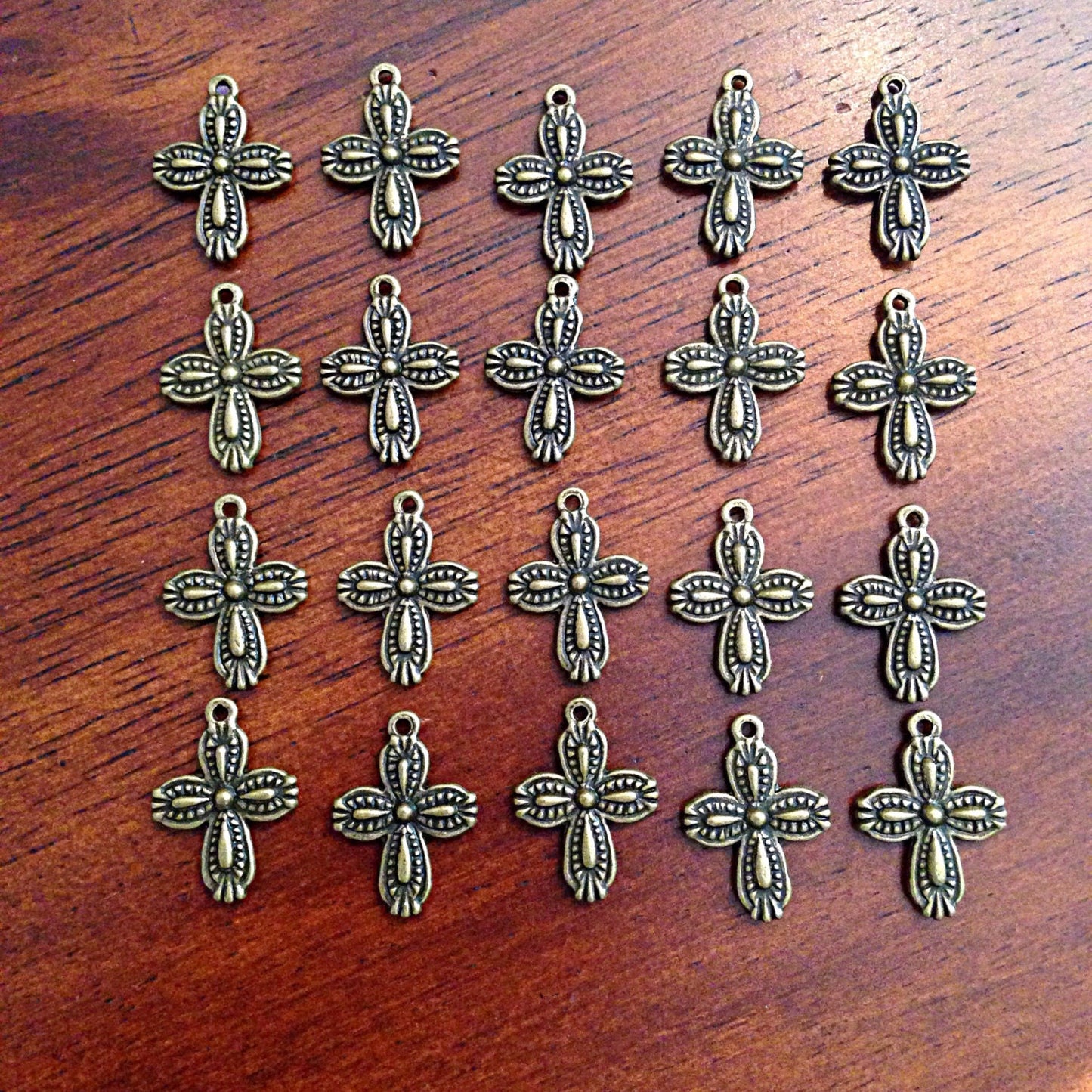 Bulk 40 Cross Charms, Bronze Cross Charms, Antique Bronze Cross Charms, Double Sided Cross Charms, Jewelry and Craft Supplies, Findings