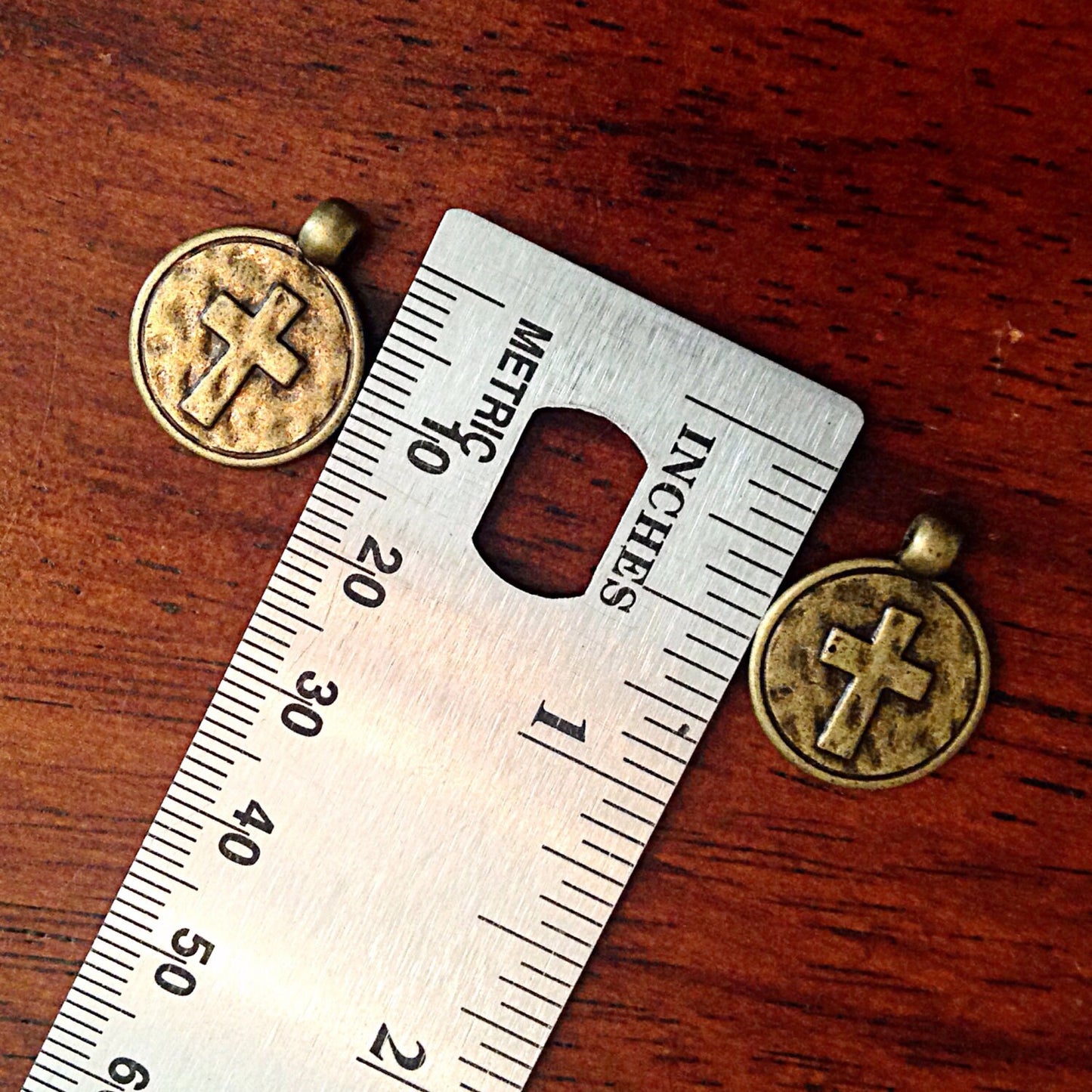 20pcs, Hammered Cross Charms, Antique Bronze Cross Charms, Round Cross Charms, Disc Cross Charms, Coin Cross Charms, DIY Jewelry, Findings