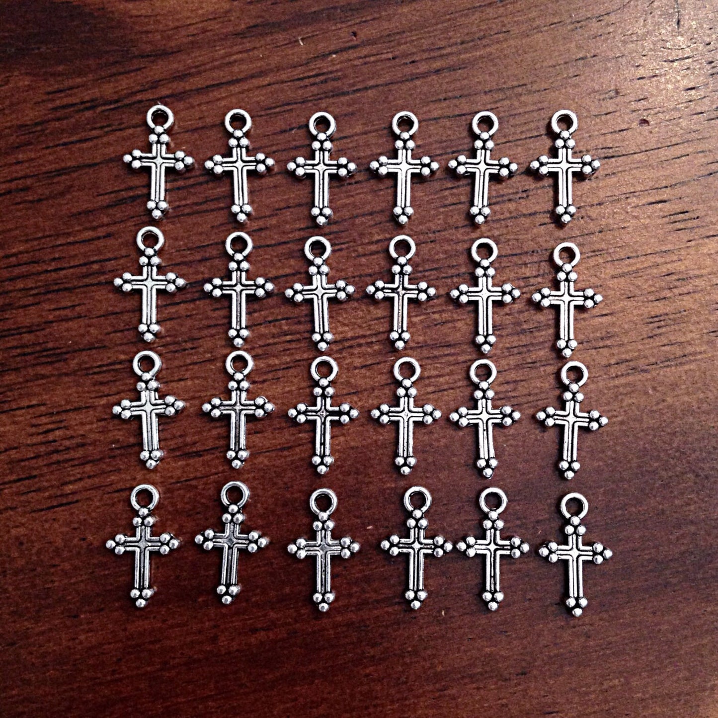 50pcs Silver Cross Charms, Antique Silver Cross Charm, Tiny Cross, Double Sided Cross, Jewelry Making and Craft Supplies, Findings
