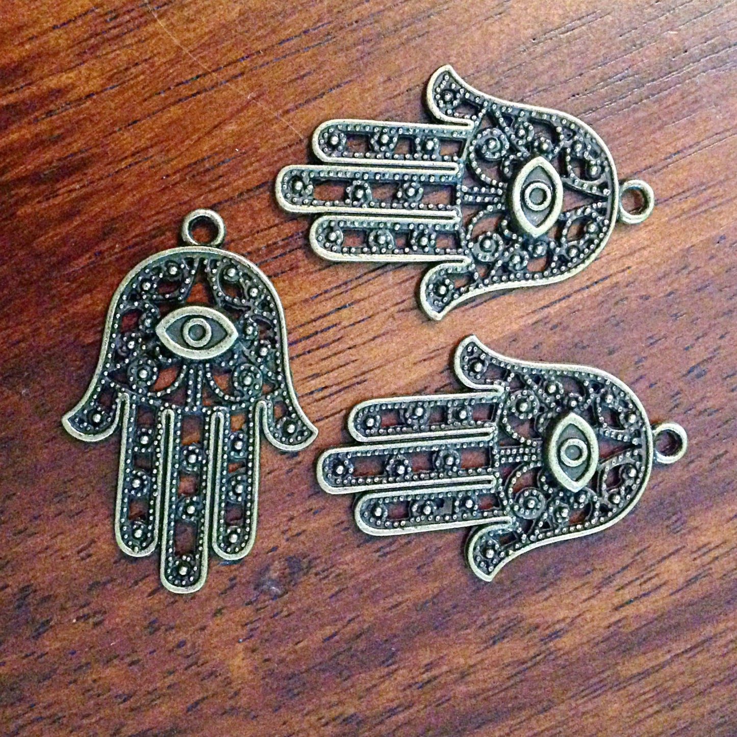 6 Large Hamsa Hand Charms, Antique Bronze Charms, Hamsa Hand, Yoga Charms, Meditation Charms, Buddha, Craft and Jewelry Supplies, Findings