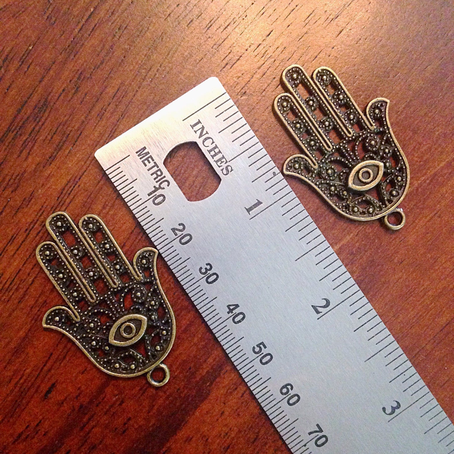 6 Large Hamsa Hand Charms, Antique Bronze Charms, Hamsa Hand, Yoga Charms, Meditation Charms, Buddha, Craft and Jewelry Supplies, Findings