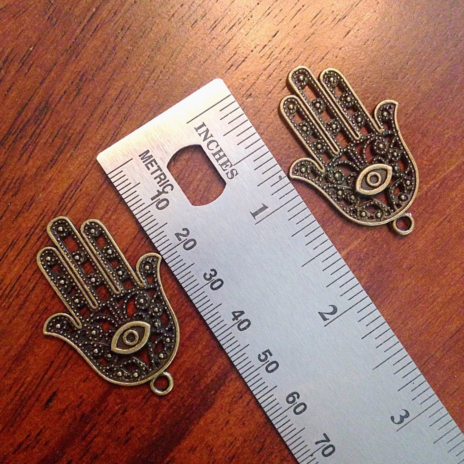 6 Large Hamsa Hand Charms, Antique Bronze Charms, Hamsa Hand, Yoga Charms, Meditation Charms, Buddha, Craft and Jewelry Supplies, Findings