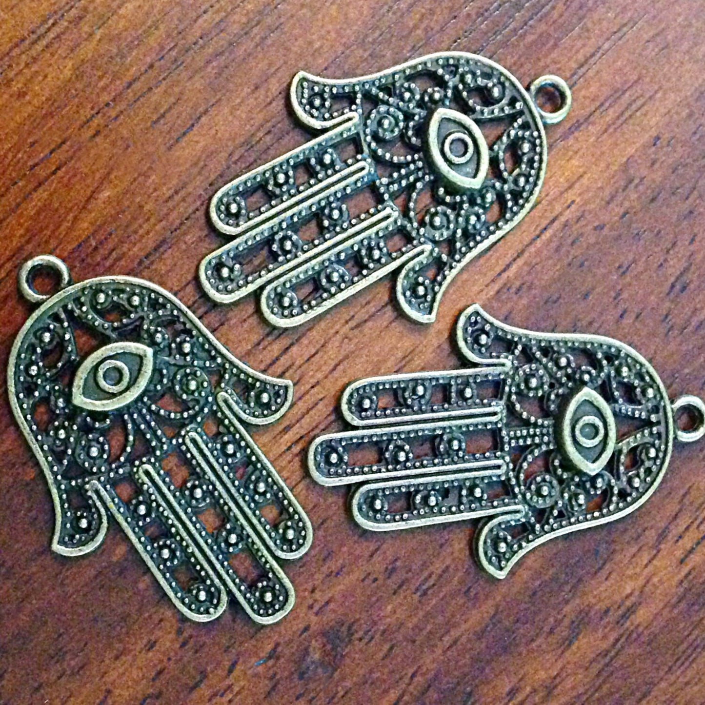 6 Large Hamsa Hand Charms, Antique Bronze Charms, Hamsa Hand, Yoga Charms, Meditation Charms, Buddha, Craft and Jewelry Supplies, Findings