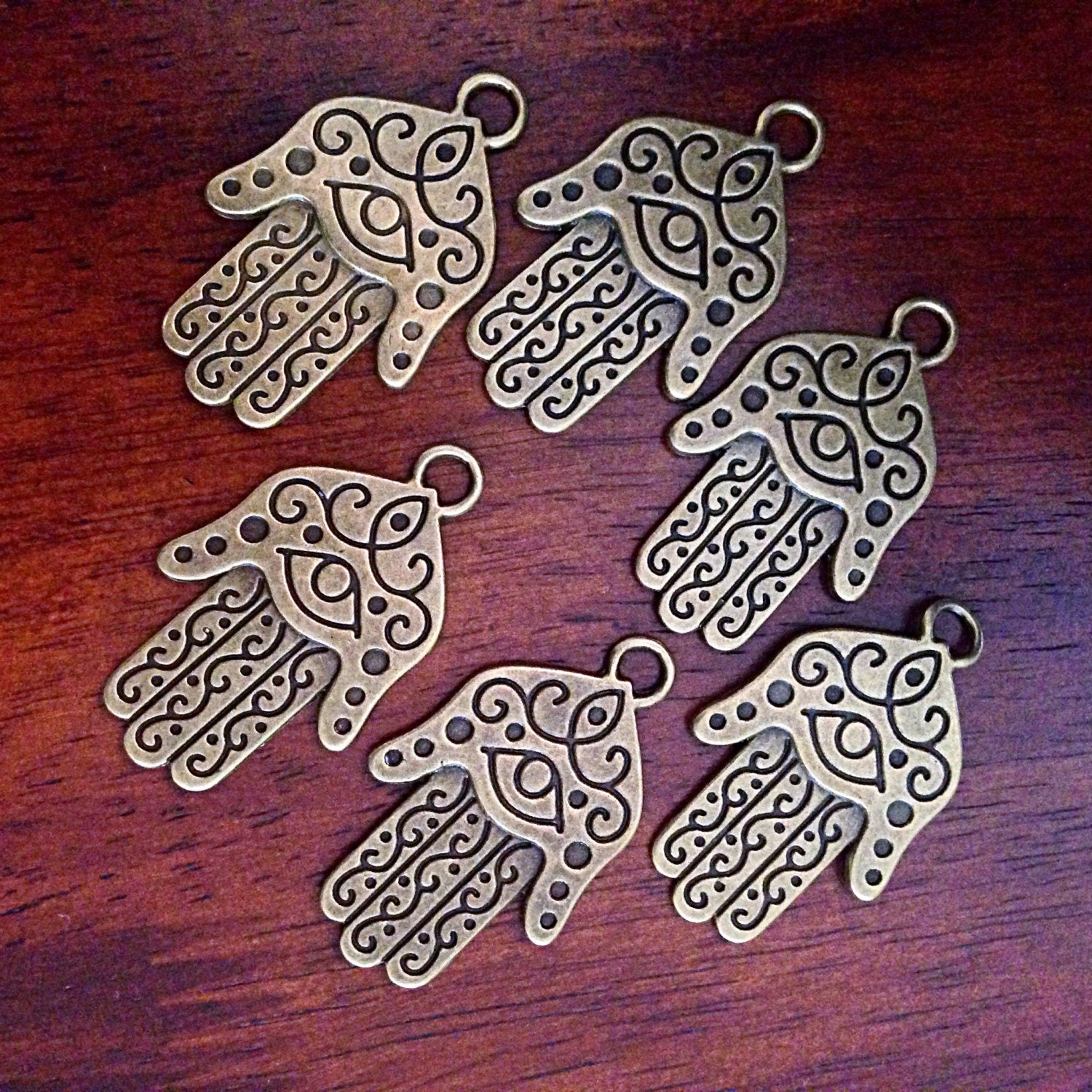 8 Large Hamsa Hand Charms, Antique Bronze Charms, Hamsa Hand Pendant, Buddhist Gifts, Yoga Charms,, Om, Buddha, Crafts And Jewelry Supplies