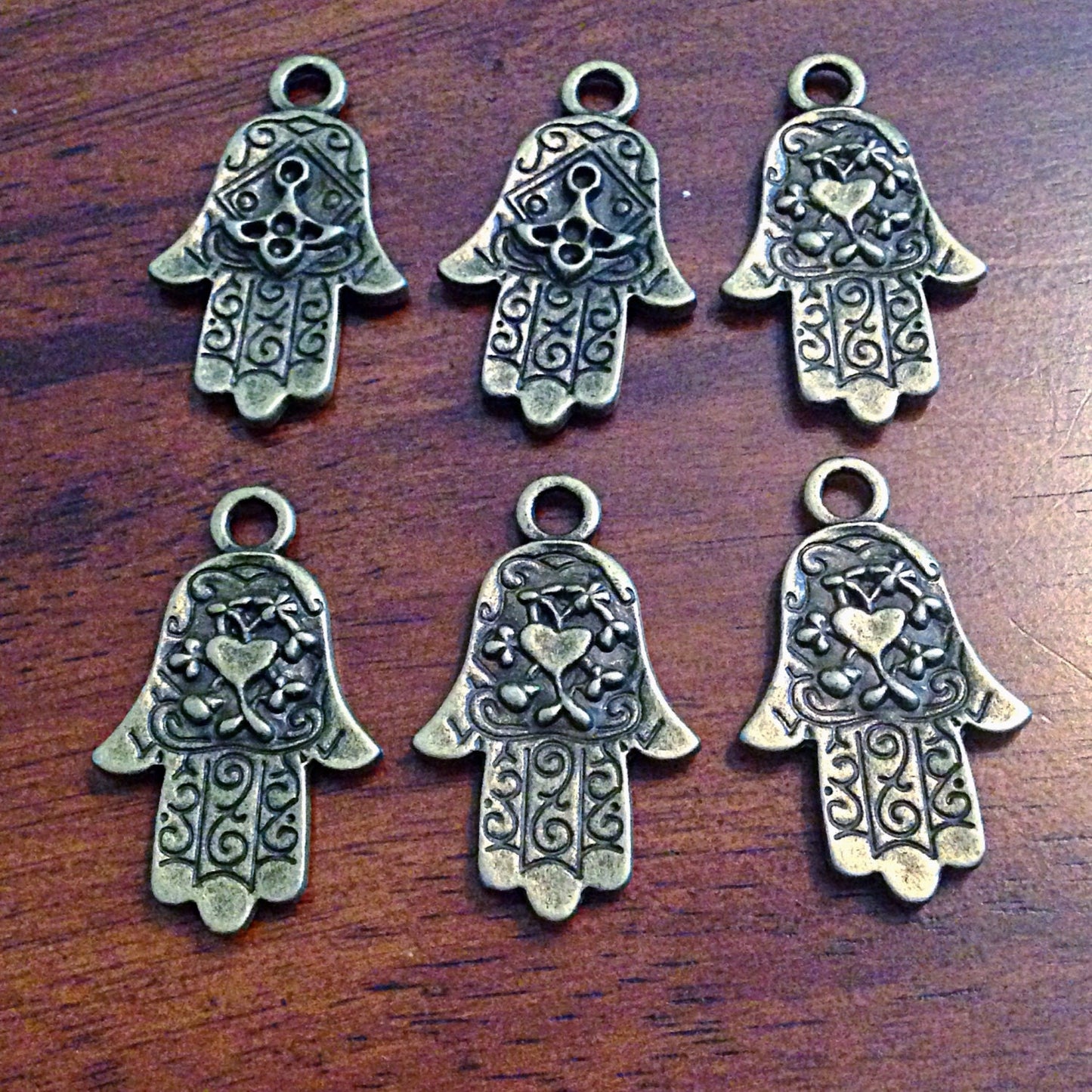 8 Large Hamsa Hand Charms, Antique Bronze Charms, Hamsa Hand Pendant, Buddhist Gifts, Yoga Charms, Om, Buddha, Crafts And Jewelry Supplies