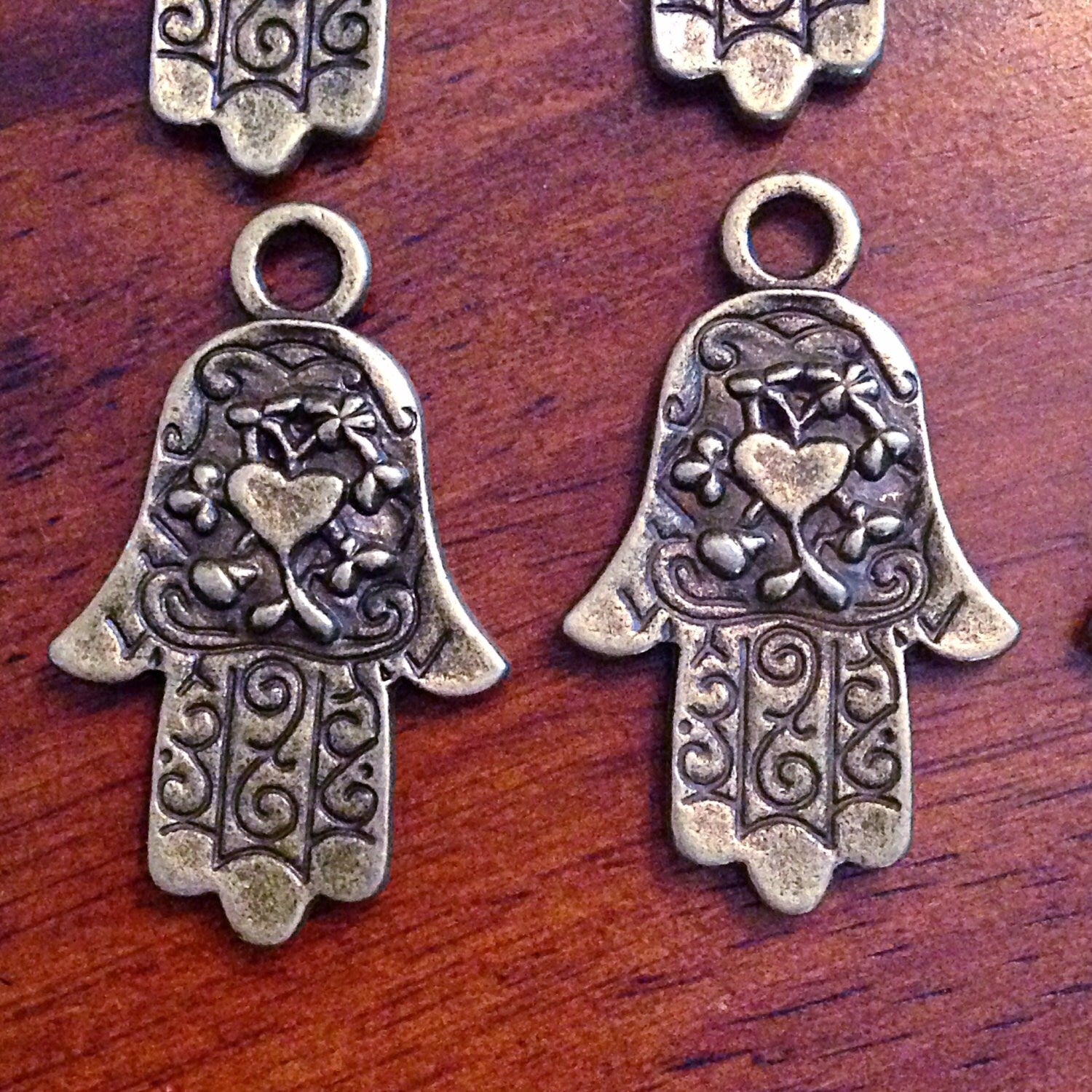 8 Large Hamsa Hand Charms, Antique Bronze Charms, Hamsa Hand Pendant, Buddhist Gifts, Yoga Charms, Om, Buddha, Crafts And Jewelry Supplies