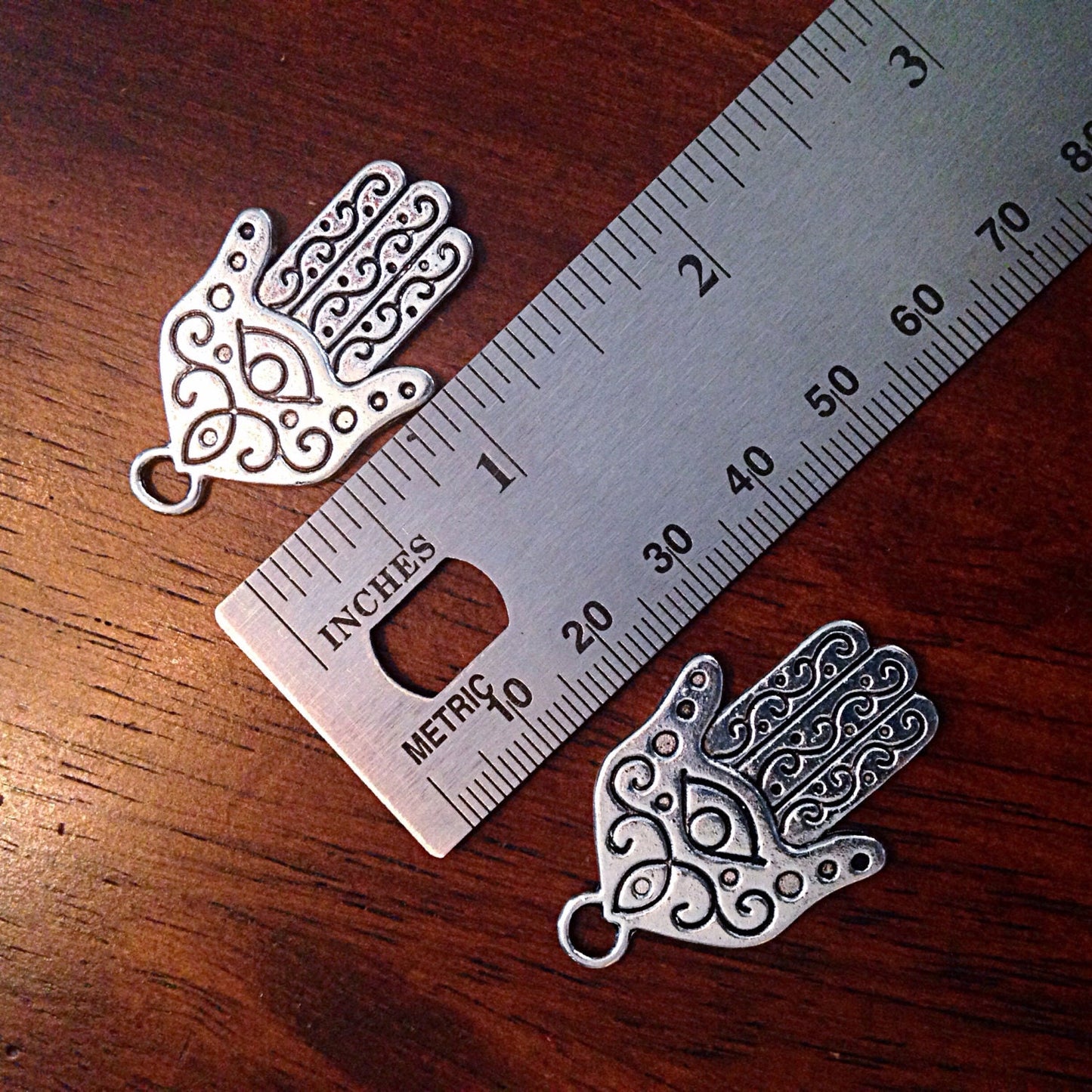 8 Large Hamsa Hand Charms, Antique Silver Charms, Hamsa Hand Pendant, Buddhist Gifts, Yoga Charms, Om, Buddha, CraftsAnd Jewelry Supplies