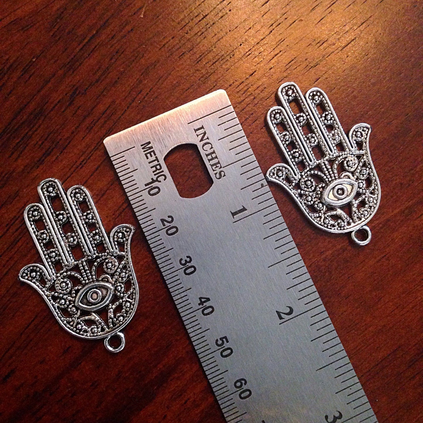 8 Large Hamsa Hand Charms, Antique Silver Charms, Hamsa Hand Pendant, Buddhist Gifts, Yoga Charms, Om, Buddha, CraftsAnd Jewelry Supplies