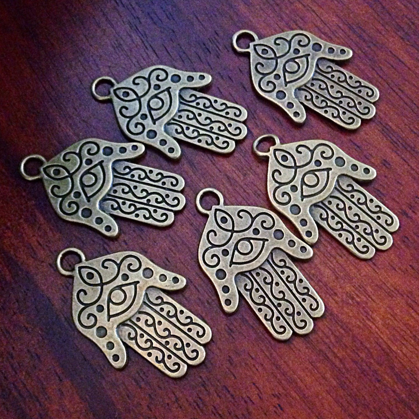 8 Large Hamsa Hand Charms, Antique Bronze Charms, Hamsa Hand Pendant, Buddhist Gifts, Yoga Charms,, Om, Buddha, Crafts And Jewelry Supplies