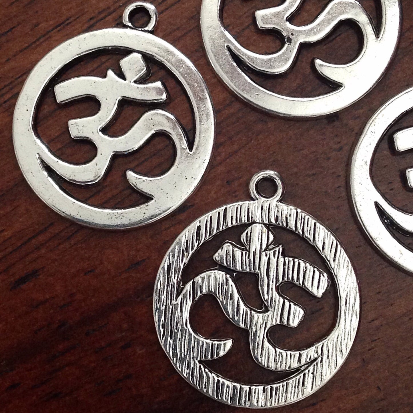 6 Large OM Charms, Antique Silver Charms, Silver OM Charms, Yoga Charm, Meditation Charms, Om, Buddha, Craft and Jewelry Supplies, Findings