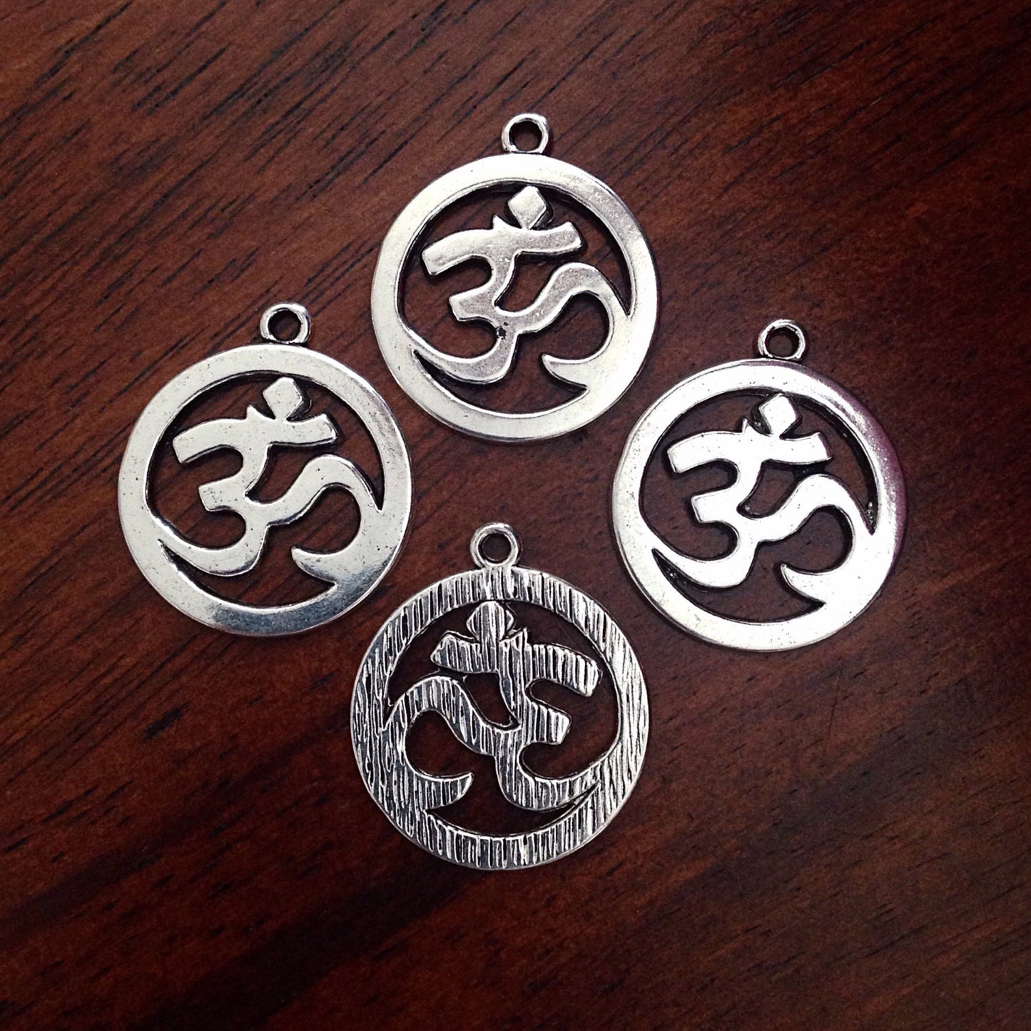 6 Large OM Charms, Antique Silver Charms, Silver OM Charms, Yoga Charm, Meditation Charms, Om, Buddha, Craft and Jewelry Supplies, Findings
