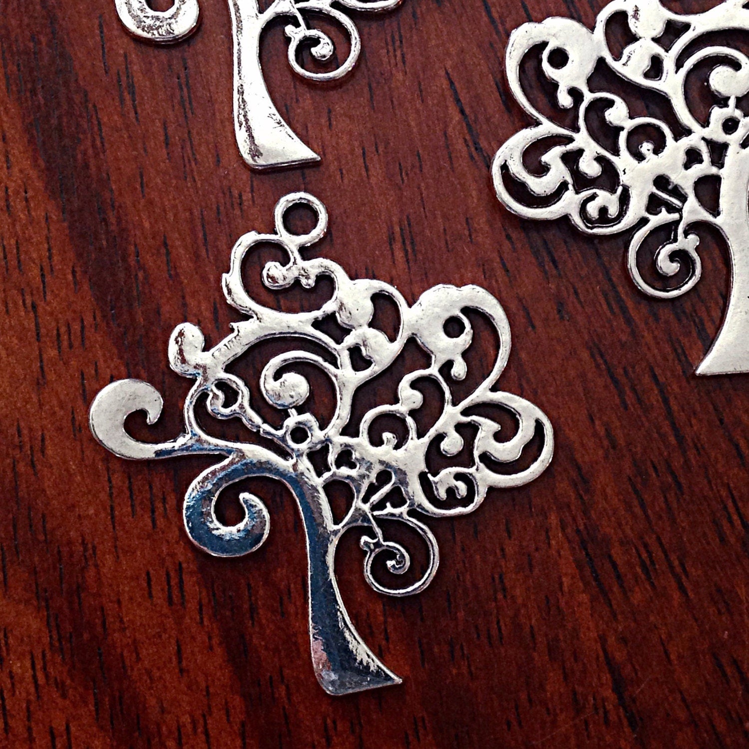 5 Large Tree of Life Charms, Antique Silver Charms, Tree of Life, Yoga Charm, Meditation Charms, Om, Buddha, Crafts and Jewelry Supplies