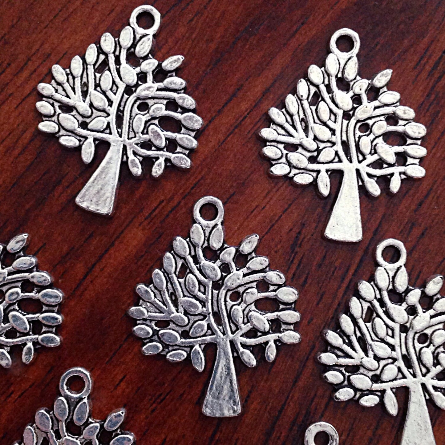 7 Large Tree of Life Charms, Antique Silver Charms, Tree of Life, Yoga Charm, Meditation Charms, Om, Buddha, Crafts and Jewelry Supplies