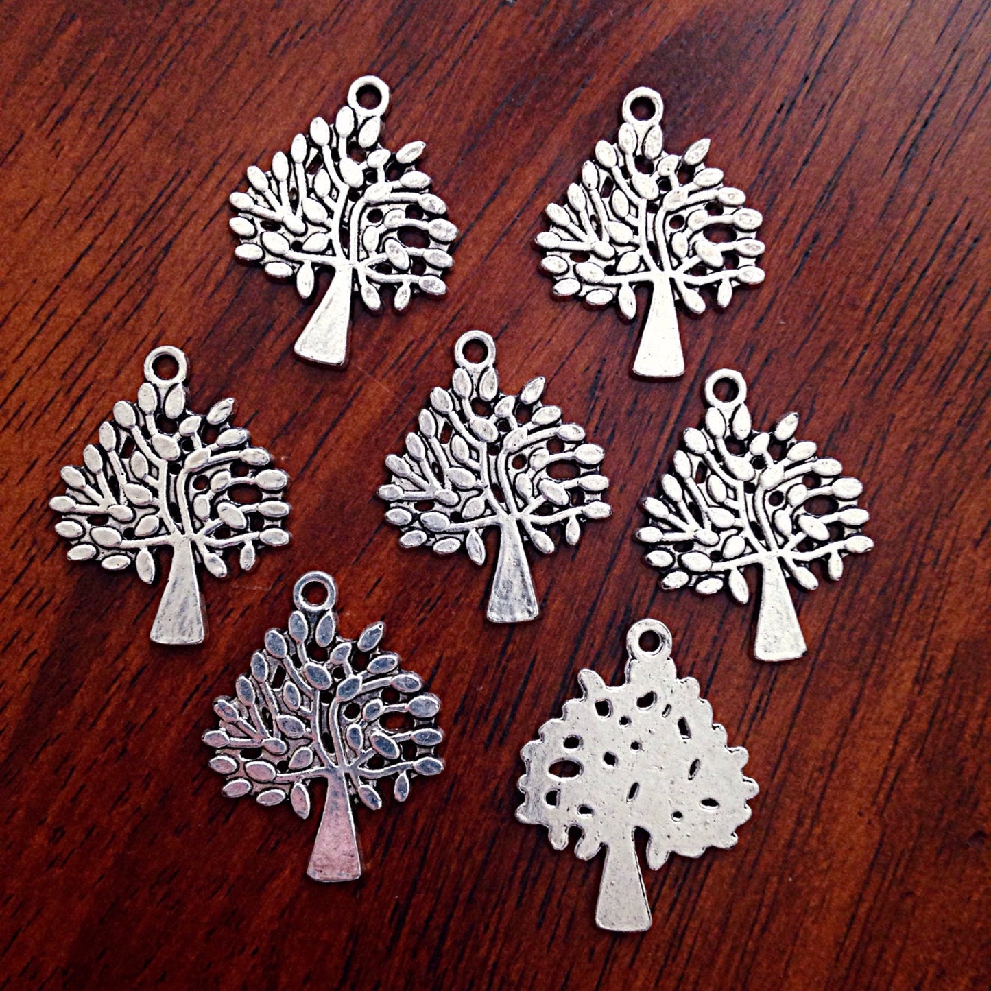 7 Large Tree of Life Charms, Antique Silver Charms, Tree of Life, Yoga Charm, Meditation Charms, Om, Buddha, Crafts and Jewelry Supplies
