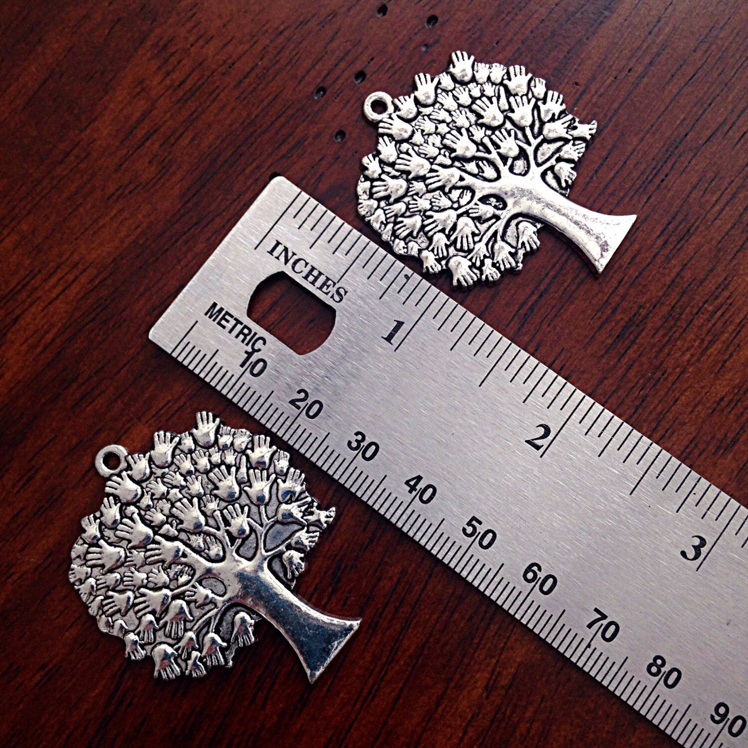 2 Large Tree of Life Charms, Antique Silver Charms, Tree of Life, Yoga and Meditation Charms, Buddha, Craft and Jewelry Supplies, Findings