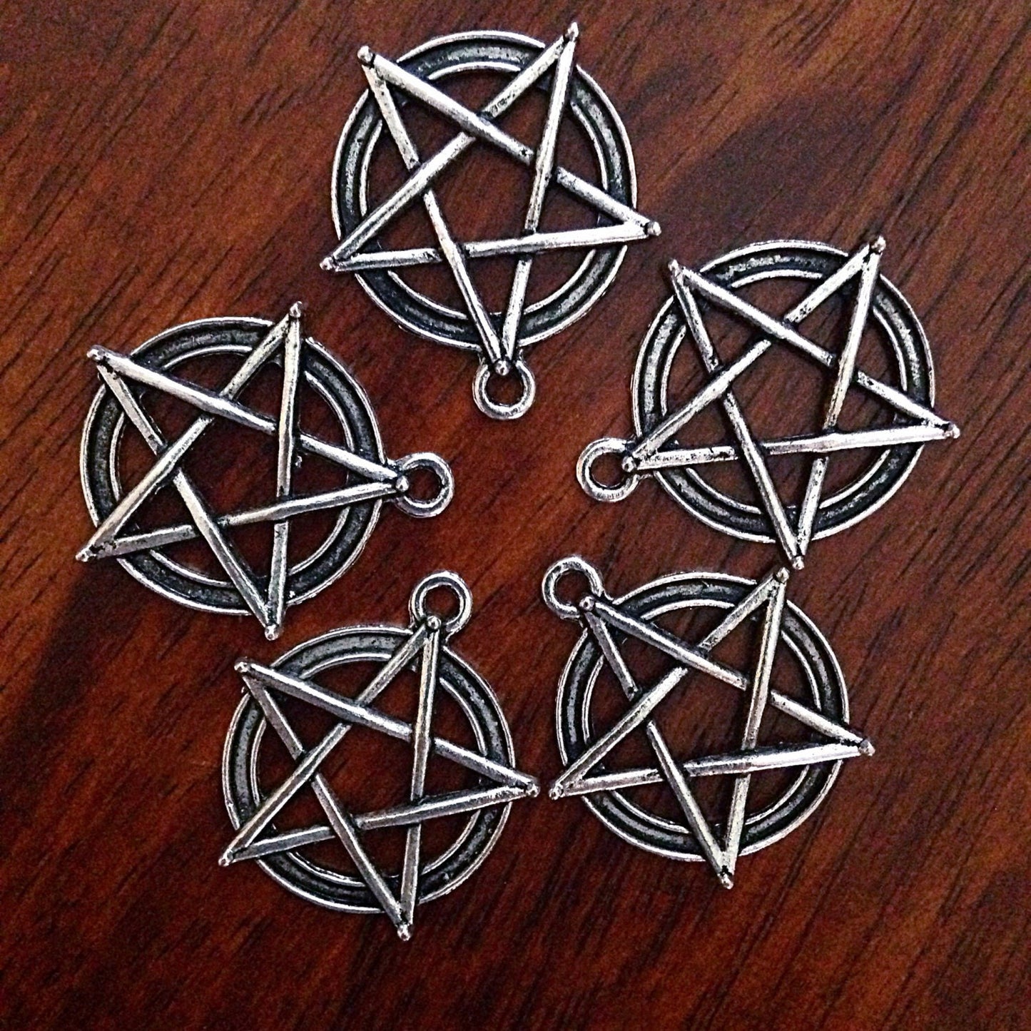 12 Large Pentagram Charms, Antique Silver Charms, Star Charms, Pentagram, Antique Silver Pentagram Pendants, Crafts and Jewelry Supplies