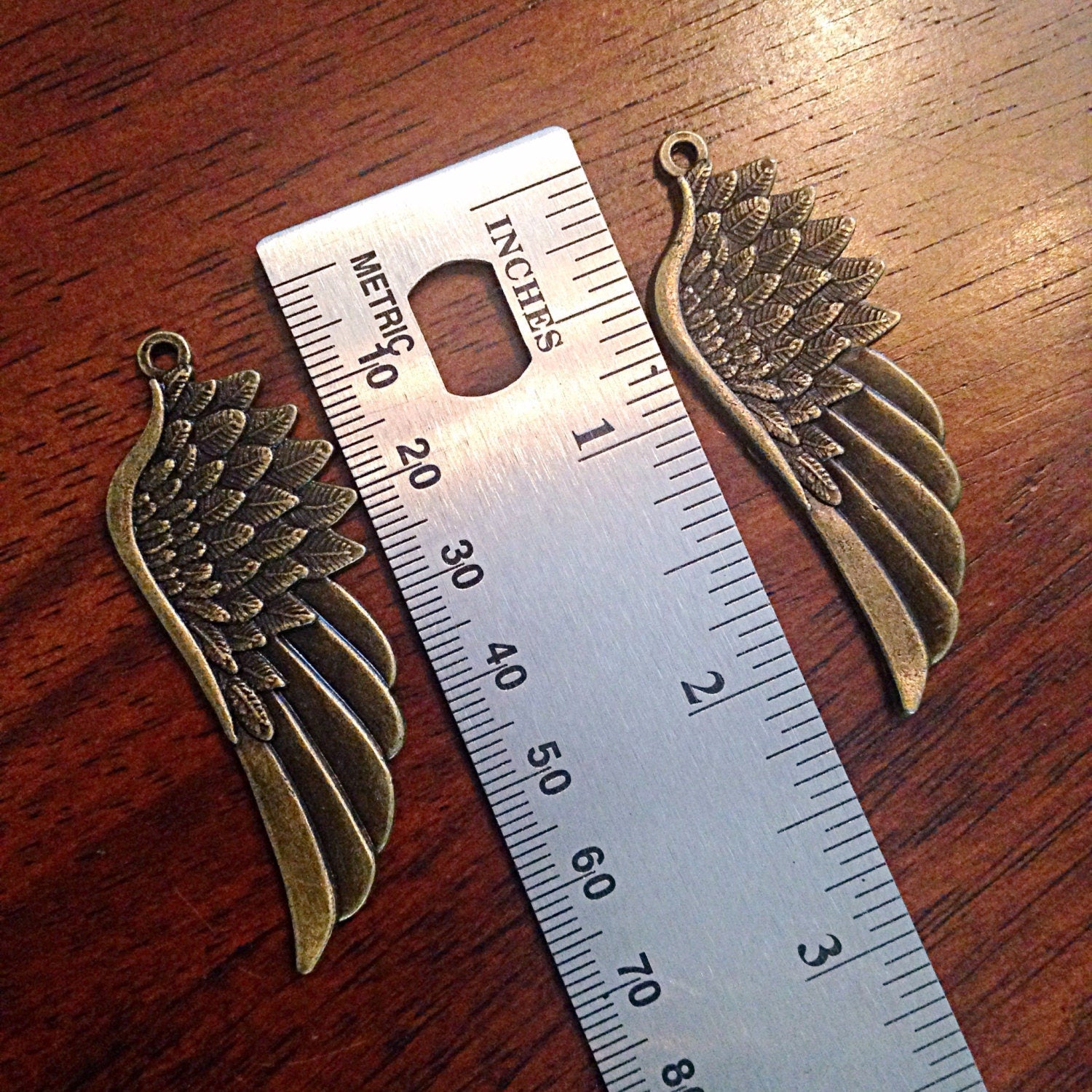 5 Large Bronze Wing Pendants, Antique Bronze Wing, Angel Wing Charms Wing Charms, Crafts and Jewelry Making Supplies and Findings