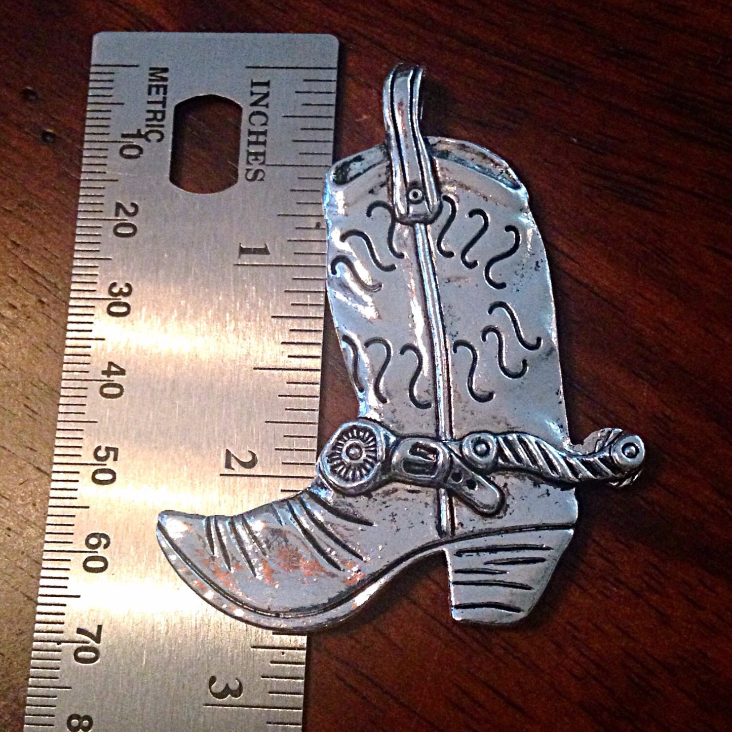 2 Silver Boot Pendants, Antique Silver Cowboy Boot Charms, Double Sided Boot Pendants, Large Boot Charms, Craft and Jewelry Supplies