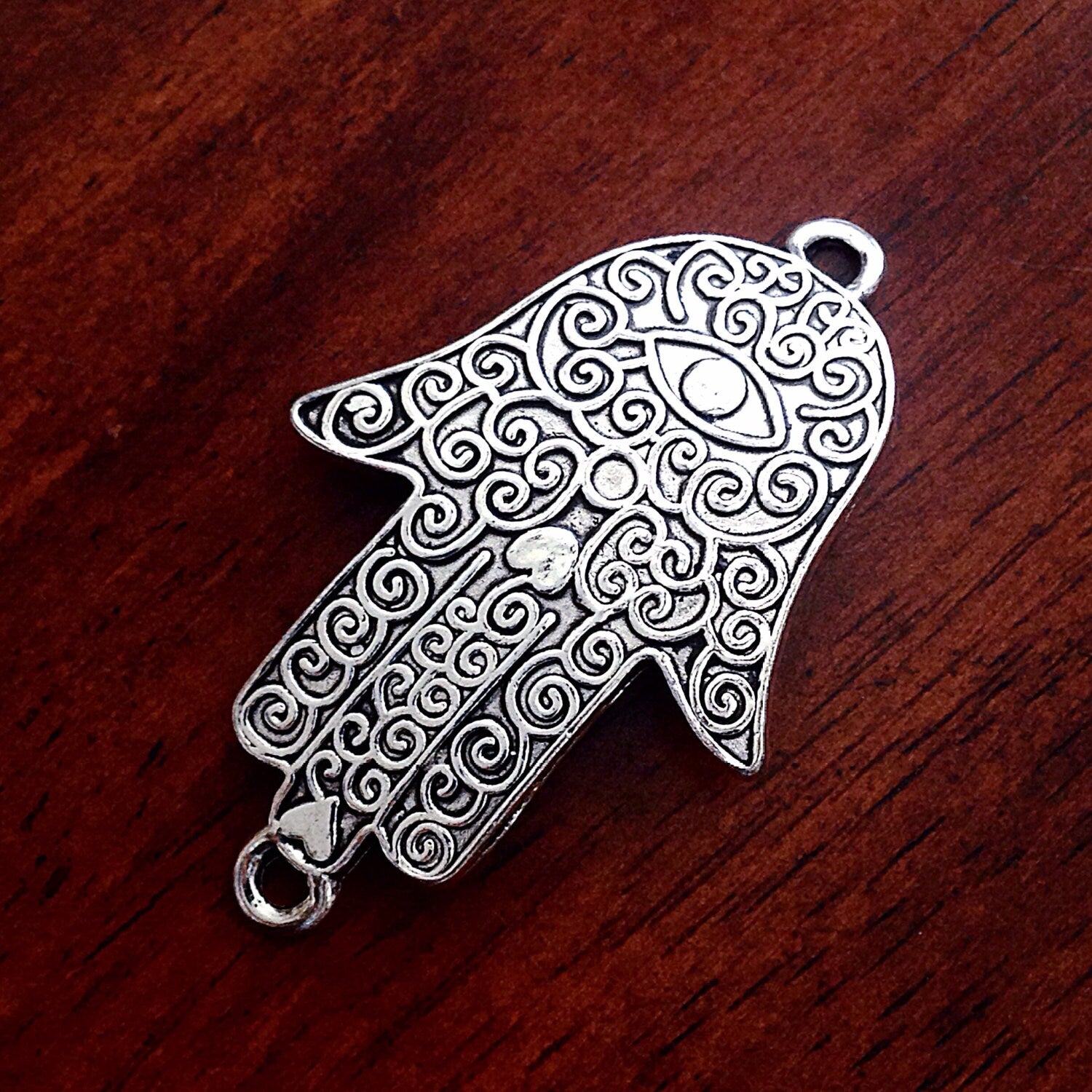 3 Large Connector Charms, Antique Silver Charms, Hamsa Hand Pendant, Yoga Charm, Meditation Charms, Om, Buddha, CraftsAnd Jewelry Supplies