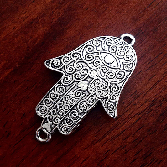 3 Large Connector Charms, Antique Silver Charms, Hamsa Hand Pendant, Yoga Charm, Meditation Charms, Om, Buddha, CraftsAnd Jewelry Supplies