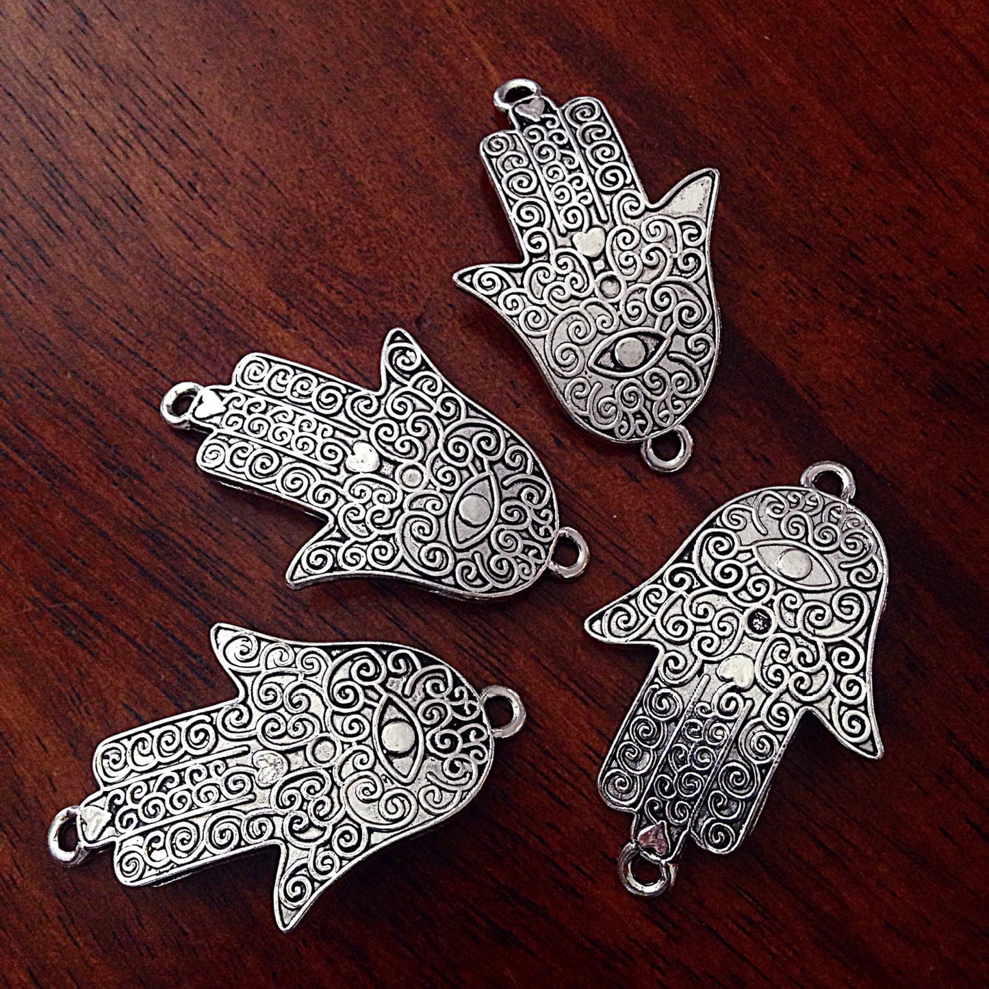 3 Large Connector Charms, Antique Silver Charms, Hamsa Hand Pendant, Yoga Charm, Meditation Charms, Om, Buddha, CraftsAnd Jewelry Supplies