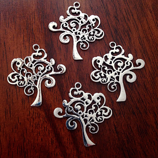 5 Large Tree of Life Charms, Antique Silver Charms, Tree of Life, Yoga Charm, Meditation Charms, Om, Buddha, Crafts and Jewelry Supplies