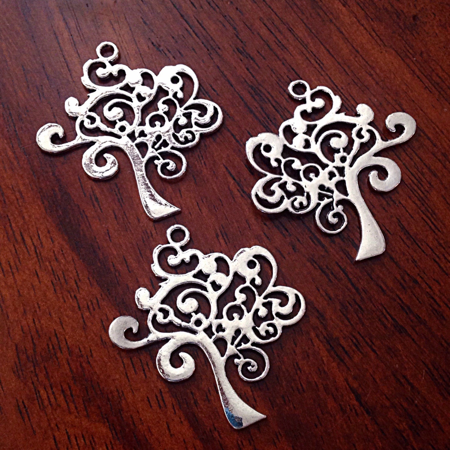 5 Large Tree of Life Charms, Antique Silver Charms, Tree of Life, Yoga Charm, Meditation Charms, Om, Buddha, Crafts and Jewelry Supplies