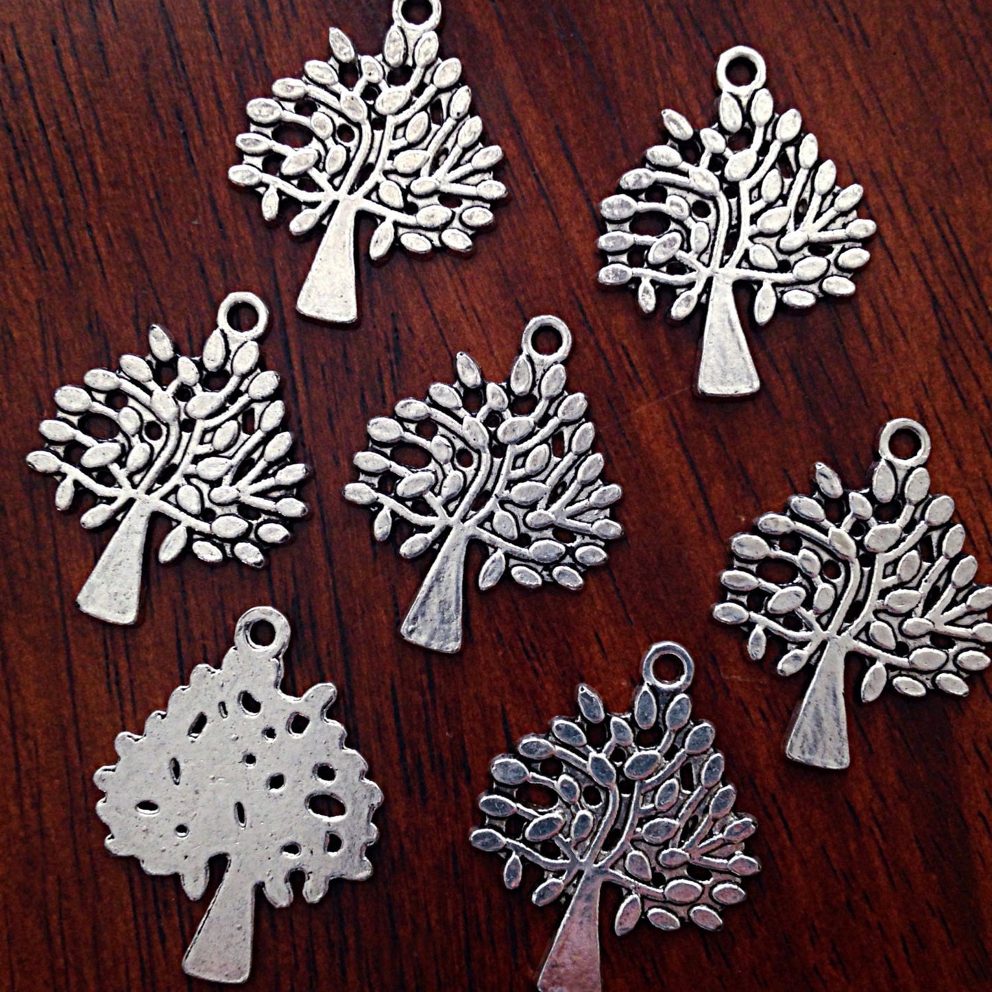 7 Large Tree of Life Charms, Antique Silver Charms, Tree of Life, Yoga Charm, Meditation Charms, Om, Buddha, Crafts and Jewelry Supplies