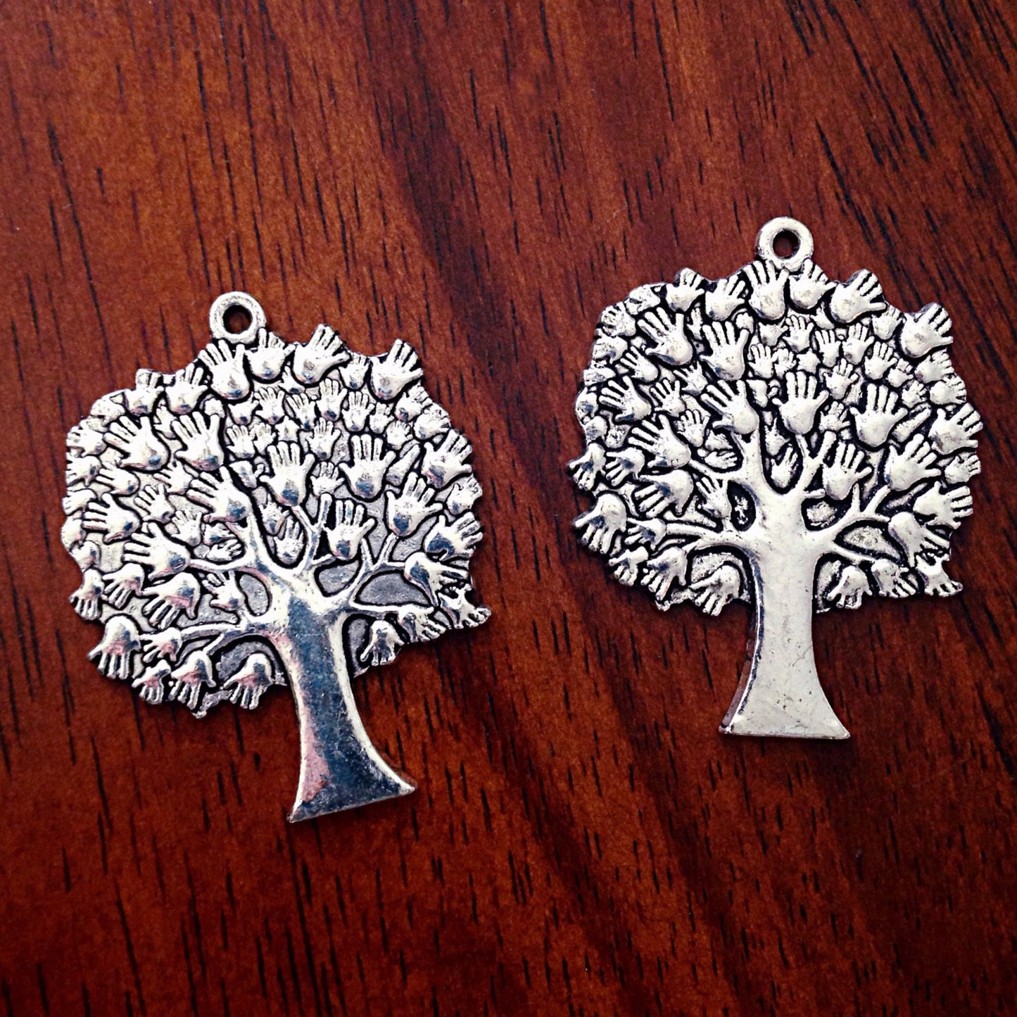 2 Large Tree of Life Charms, Antique Silver Charms, Tree of Life, Yoga and Meditation Charms, Buddha, Craft and Jewelry Supplies, Findings
