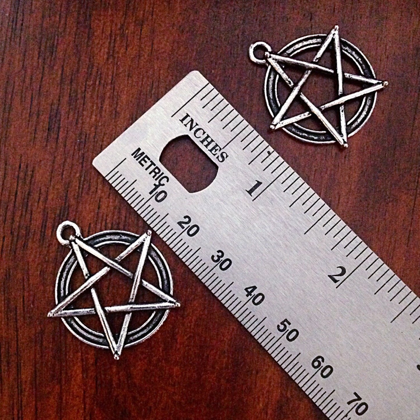 12 Large Pentagram Charms, Antique Silver Charms, Star Charms, Pentagram, Antique Silver Pentagram Pendants, Crafts and Jewelry Supplies