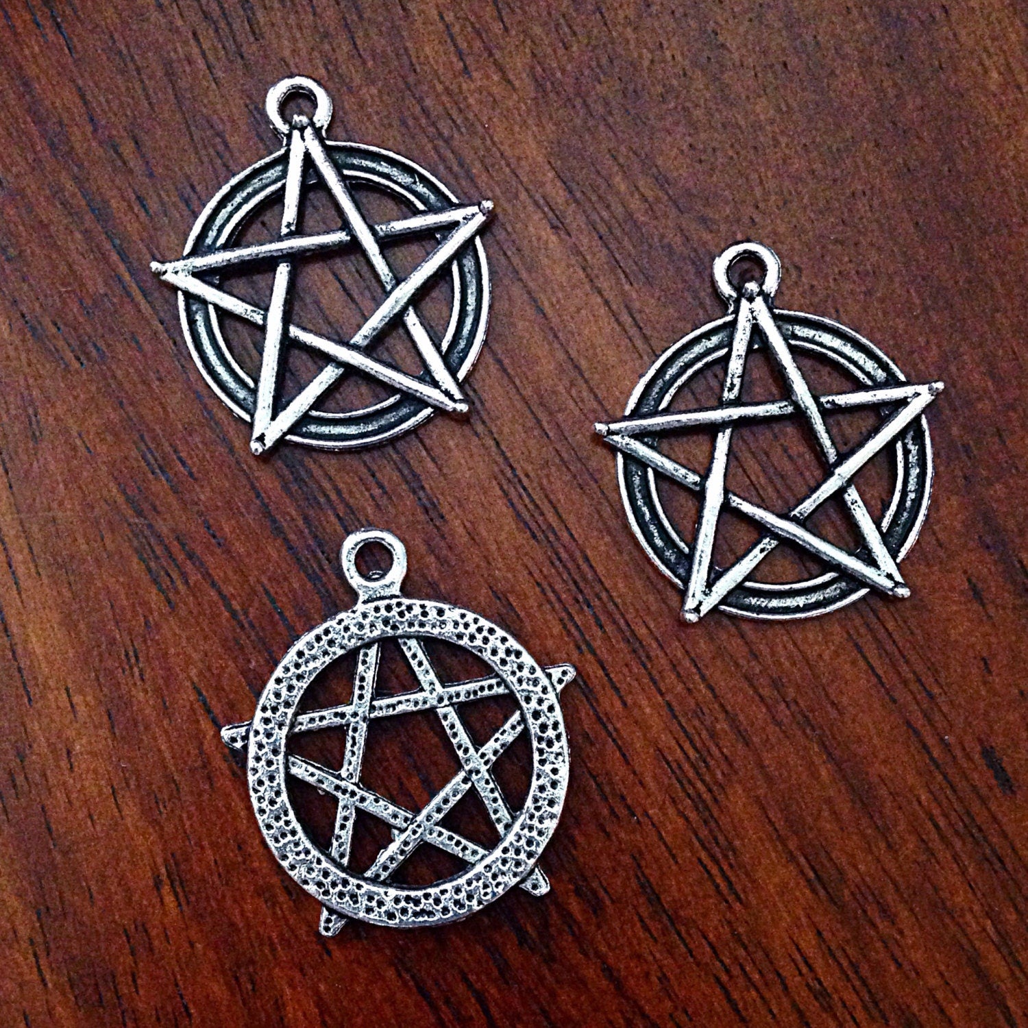 12 Large Pentagram Charms, Antique Silver Charms, Star Charms, Pentagram, Antique Silver Pentagram Pendants, Crafts and Jewelry Supplies