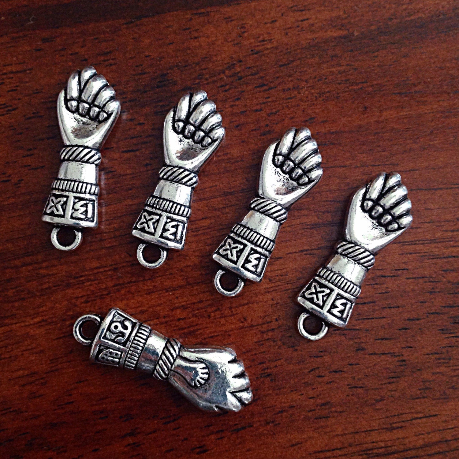 5pcs Figa Pendants, Figa Fist Charms, Antique Silver Charms, Brazilian Figa Charms, Good Luck Amulet, Meditation, Om, Buddha, Findings