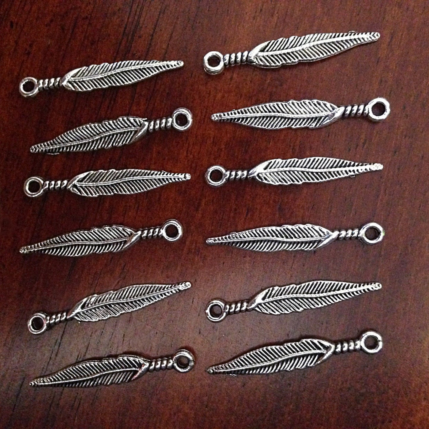 50pcs, Feather Charms, Antique Silver Feather Charms, Feather Charms, Indian Feather Charms, Native American Charms, Arrow Charms, Finding