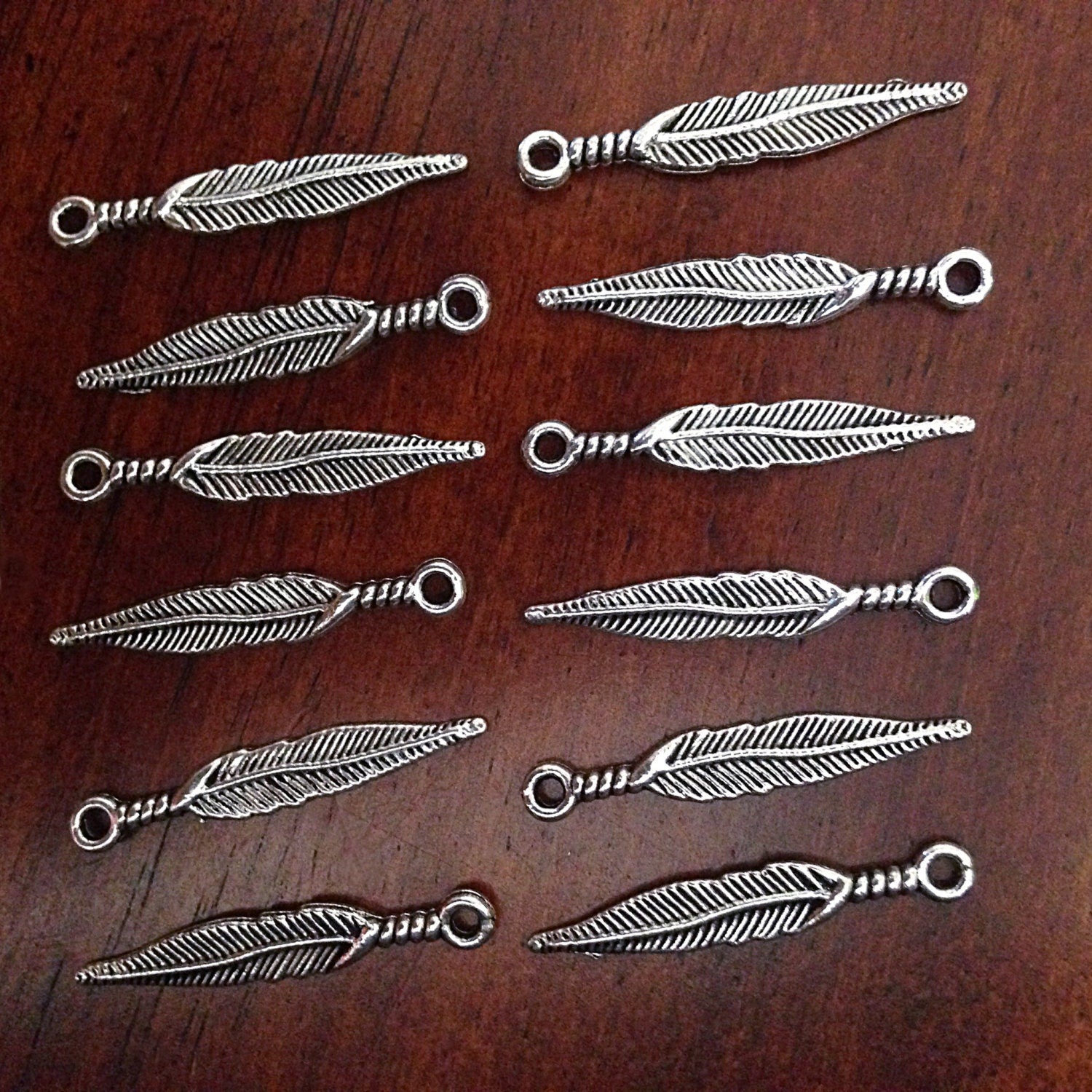 50pcs, Feather Charms, Antique Silver Feather Charms, Feather Charms, Indian Feather Charms, Native American Charms, Arrow Charms, Finding