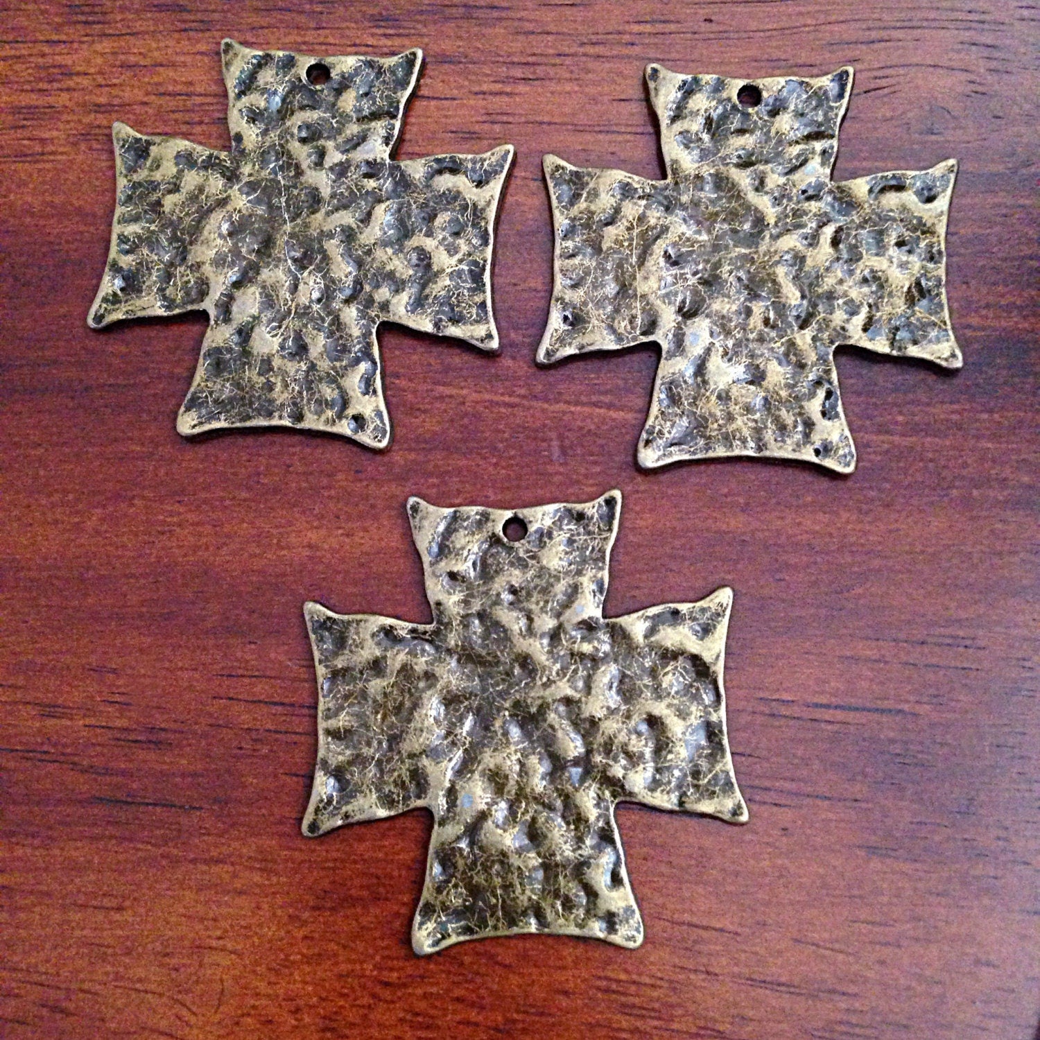 4 Large Bronze Cross Pendants, Antique Bronze Cross, Large Cross Charms, Cross Pendants, Jewelry and Crafts Supplies, Findings