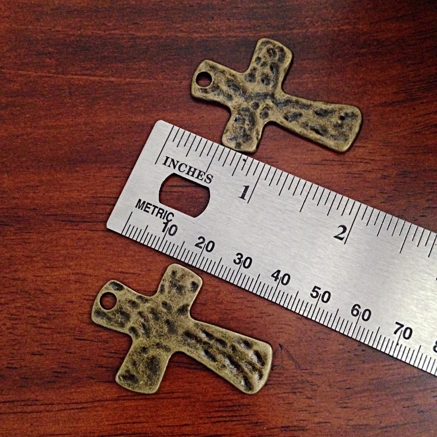 5pcs Large Cross Pendants, Antique Bronze Cross, Hammered Cross Pendants, Bronze Cross Pendants, Crucifix, Double Sided Cross, Findings
